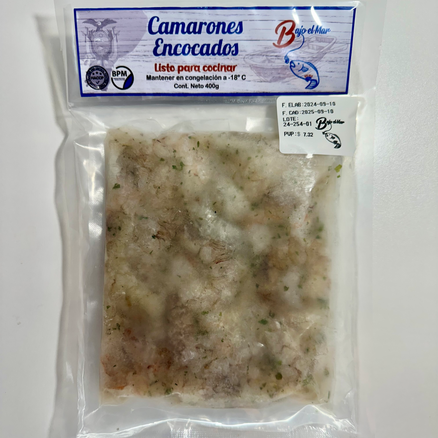 Camarones Encocados Pelados Y Desvenados BAJO EL MAR 400 G