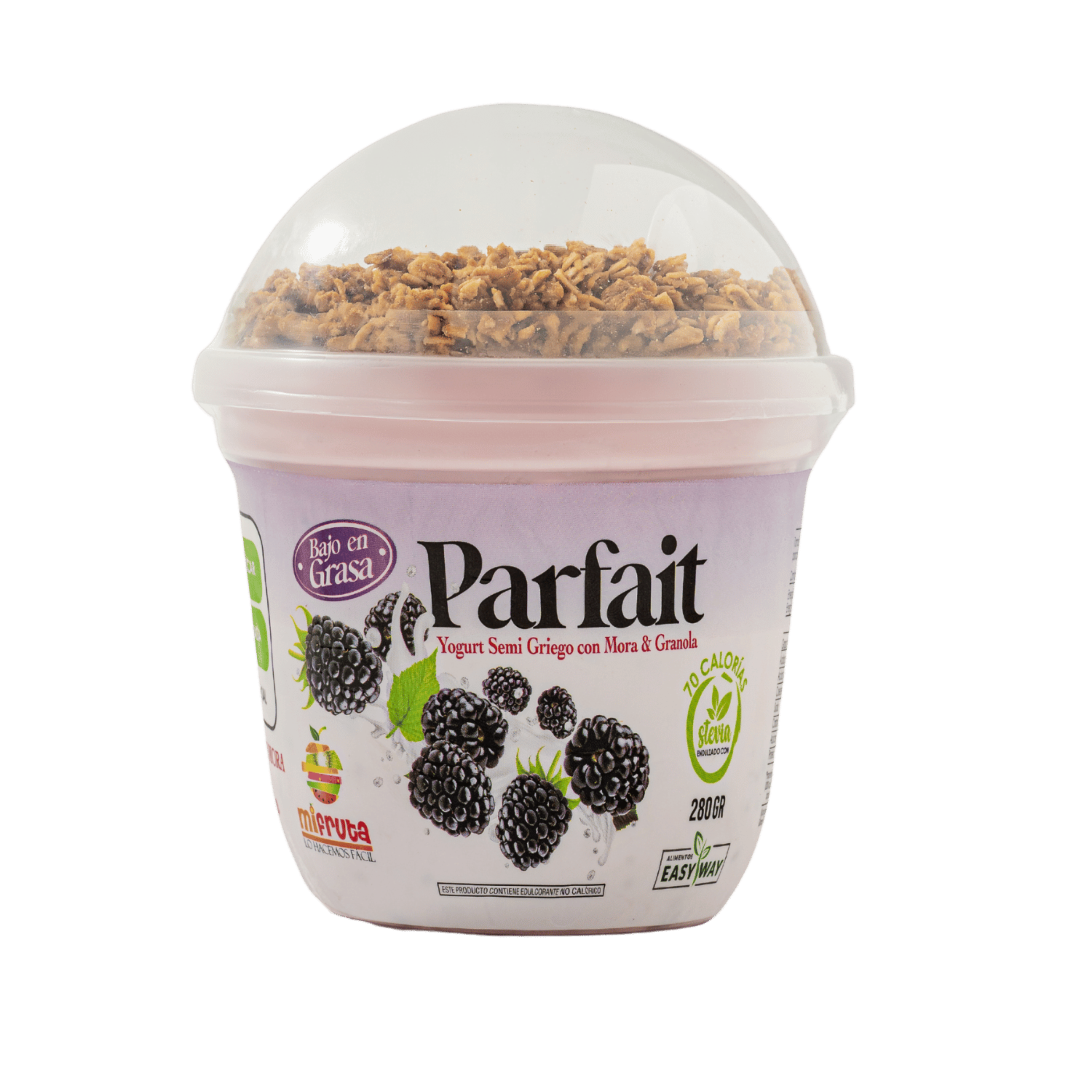Yogurt Semi Griego Artesanal Con Mora Y Granola PARFAIT MI FRUTA 280 G