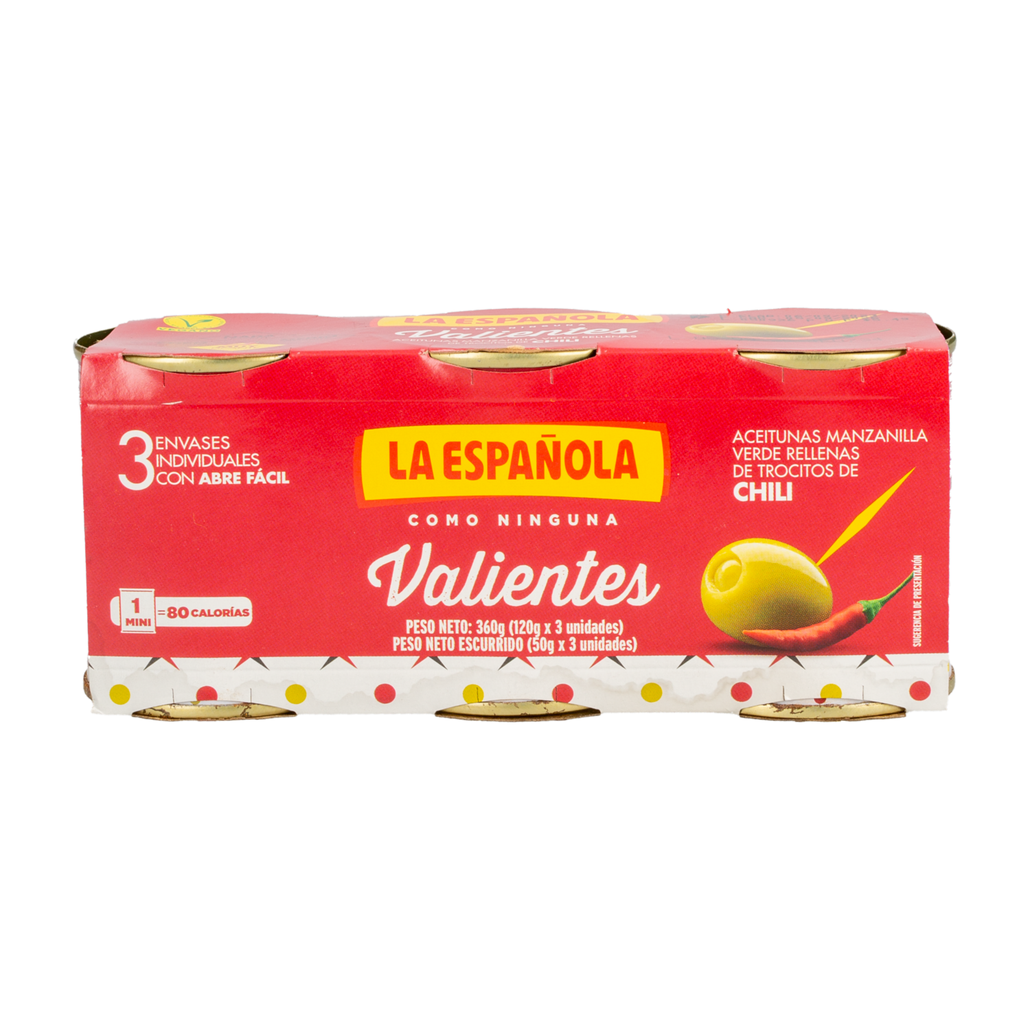 Aceitunas Verdes Rellanas LA ESPAÑOLA Pack X 3 U 150 G