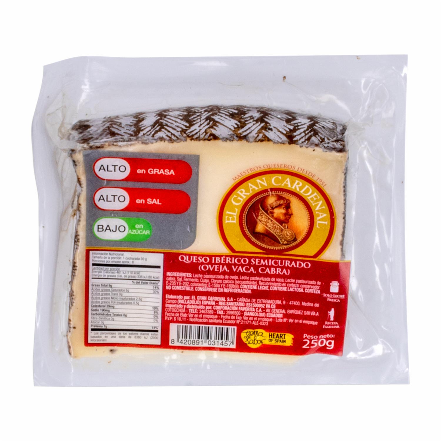Queso Ibérico Semicurado EL GRAN CARDENAL 250 G