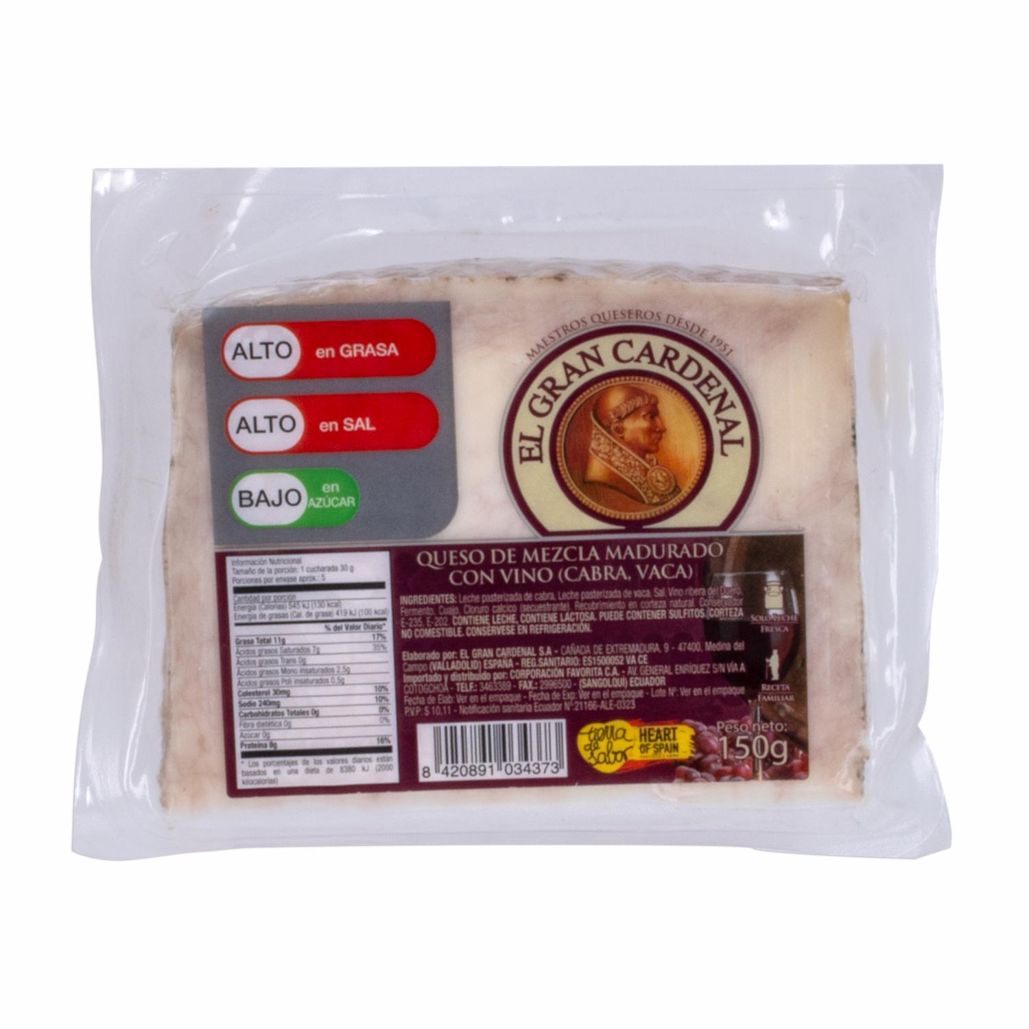 Queso De Oveja Y Vaca Con Vino EL GRAN CARDENAL 150 G