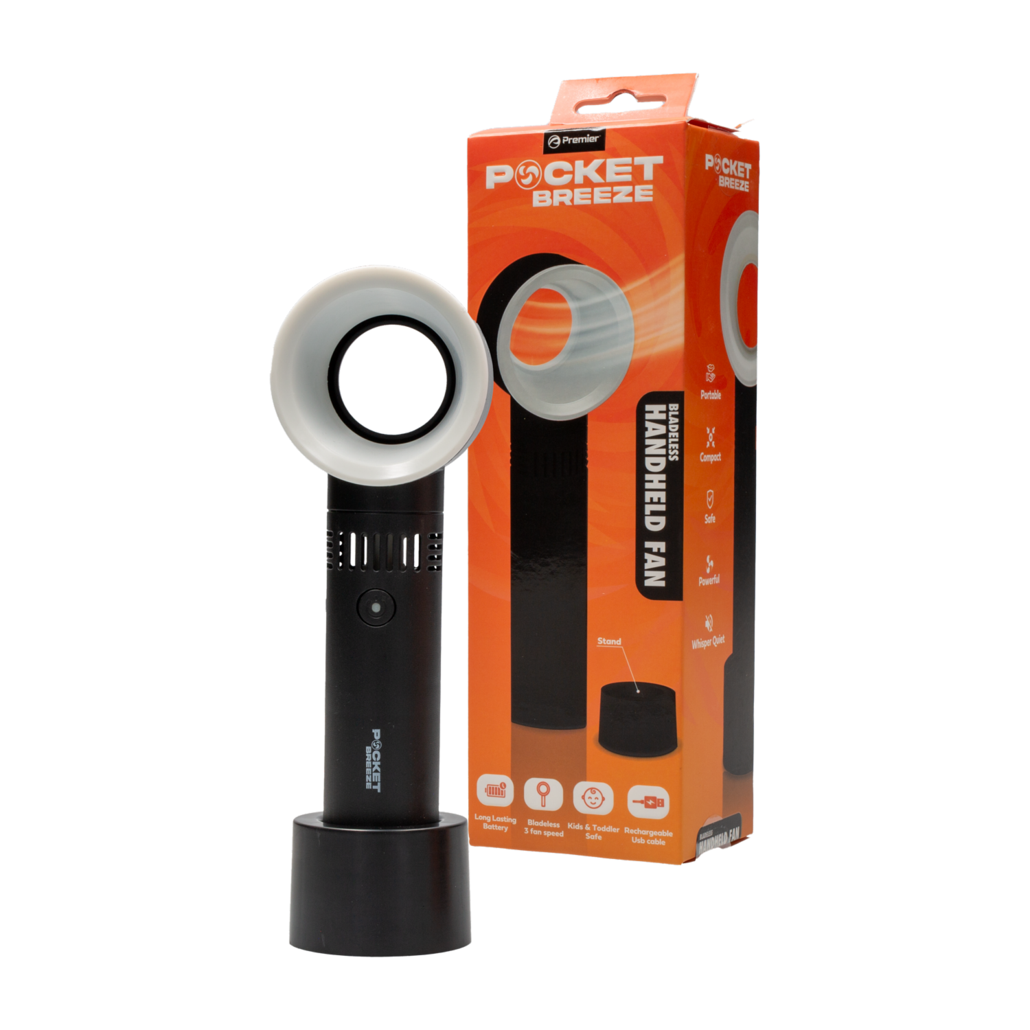 Ventilador Portátil Recargable Sin Aspas PREMIER PBF01BK