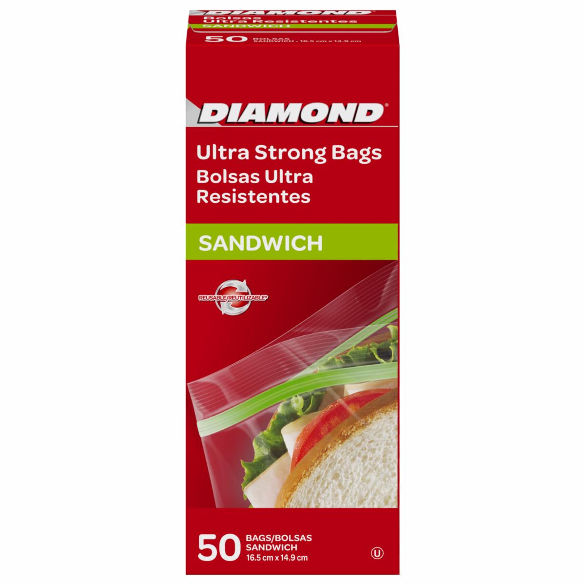 Fundas Zipper Sandwich Bags X50 DIAMOND 1 X 50 Unidades