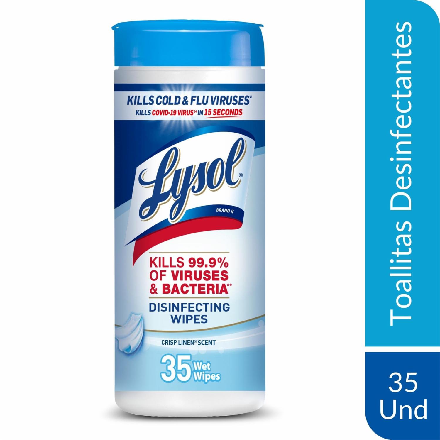 Toallas Desinfectantes Elimina Virus Y Bacterias LYSOL X 35 Uds