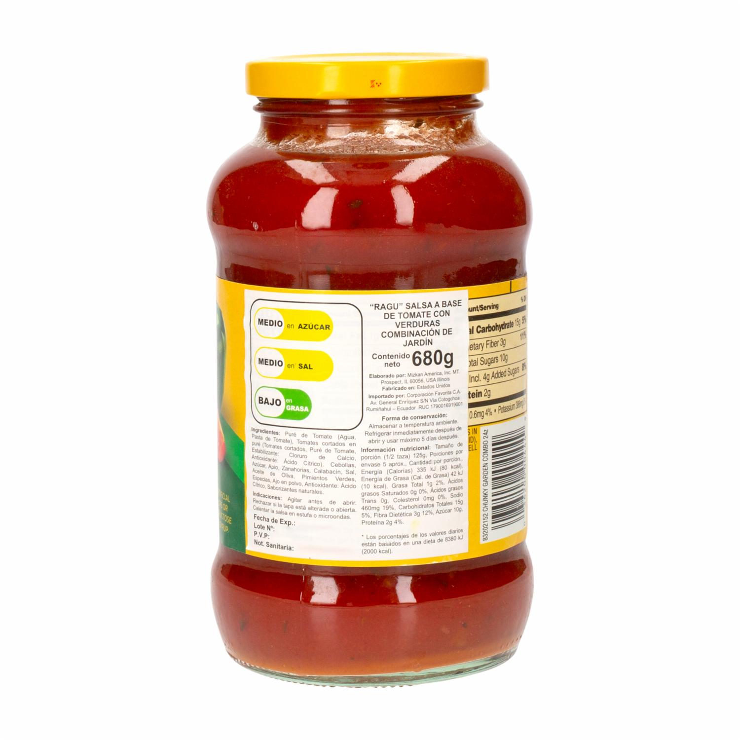Salsa Chunky Combinación De Jardín RAGÚ 680 G