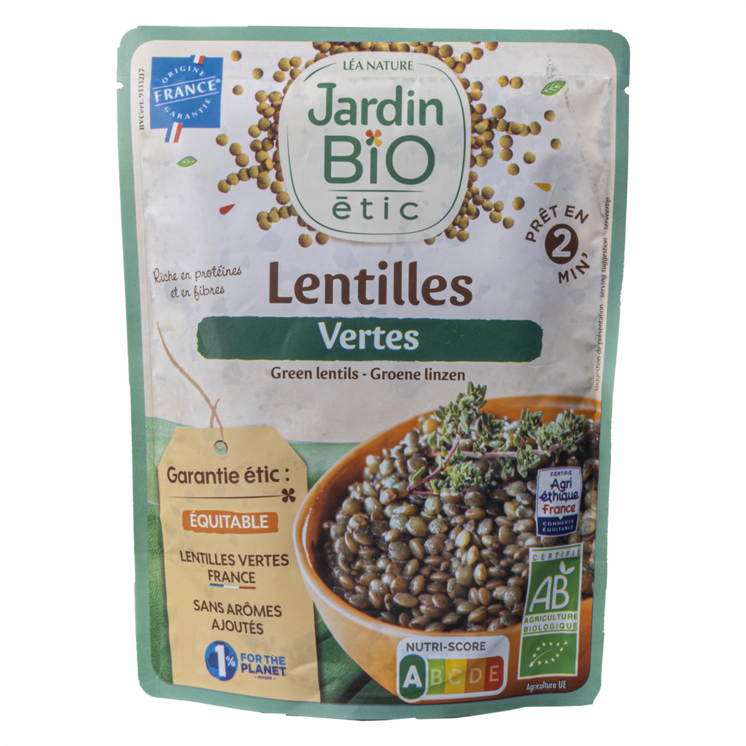 Lentejas Verdes Cocinadas JARDIN BIO 250 G