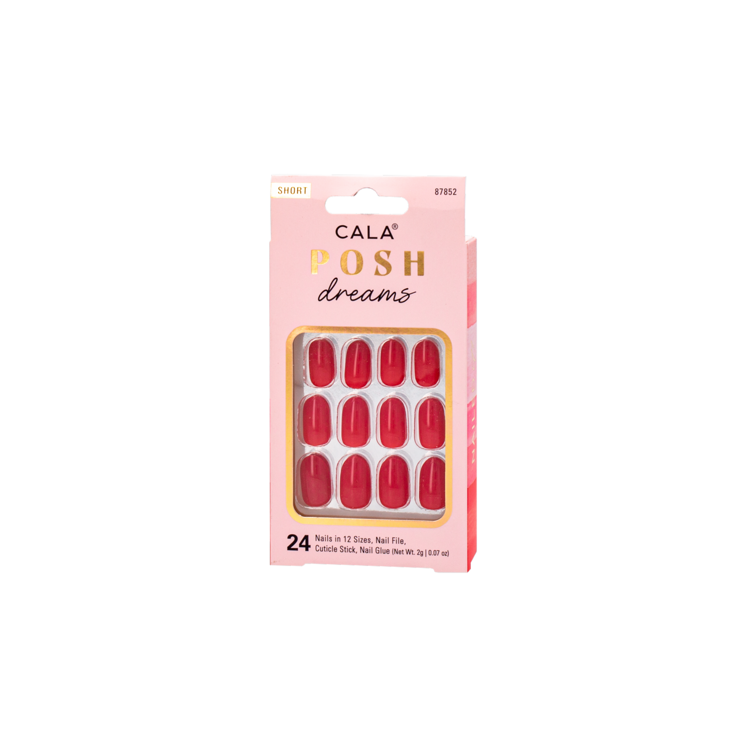 Uñas Postizas Posh Dreams – Short Oval Red CALA 24 Piezas