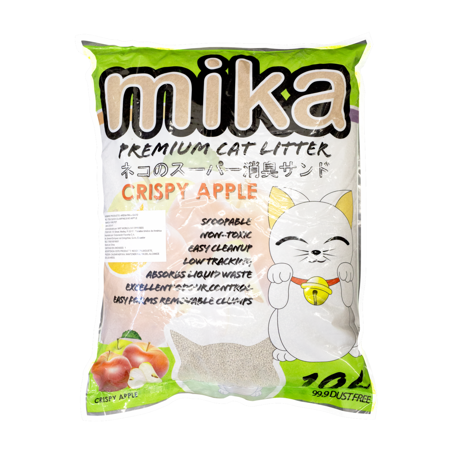 Arena Para Gatos Sanitaria Aroma Manzana KIND PET 8 Kg