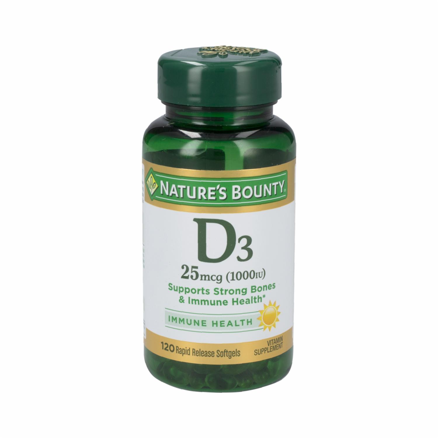 Vitamina D3 25 MCG NATURE’S BOUNTY 120 Cápsulas