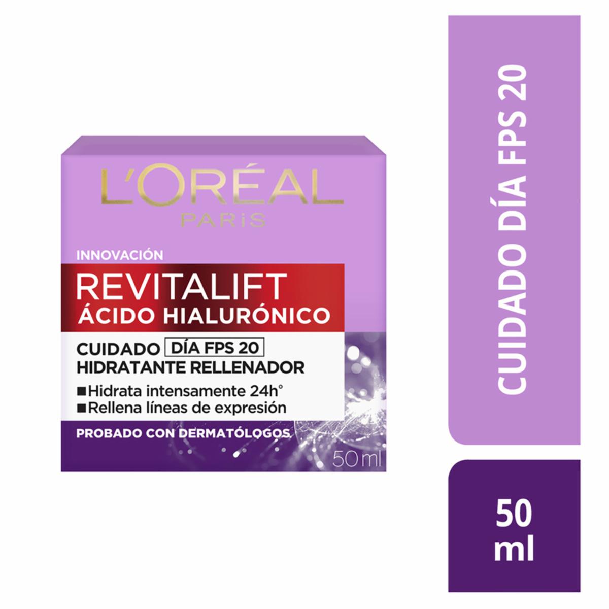 Crema Facial De Día Hidratante Rellenador Con Ácido Hialurónico Fps 20 Revitalift L’ORÉAL 50 Ml