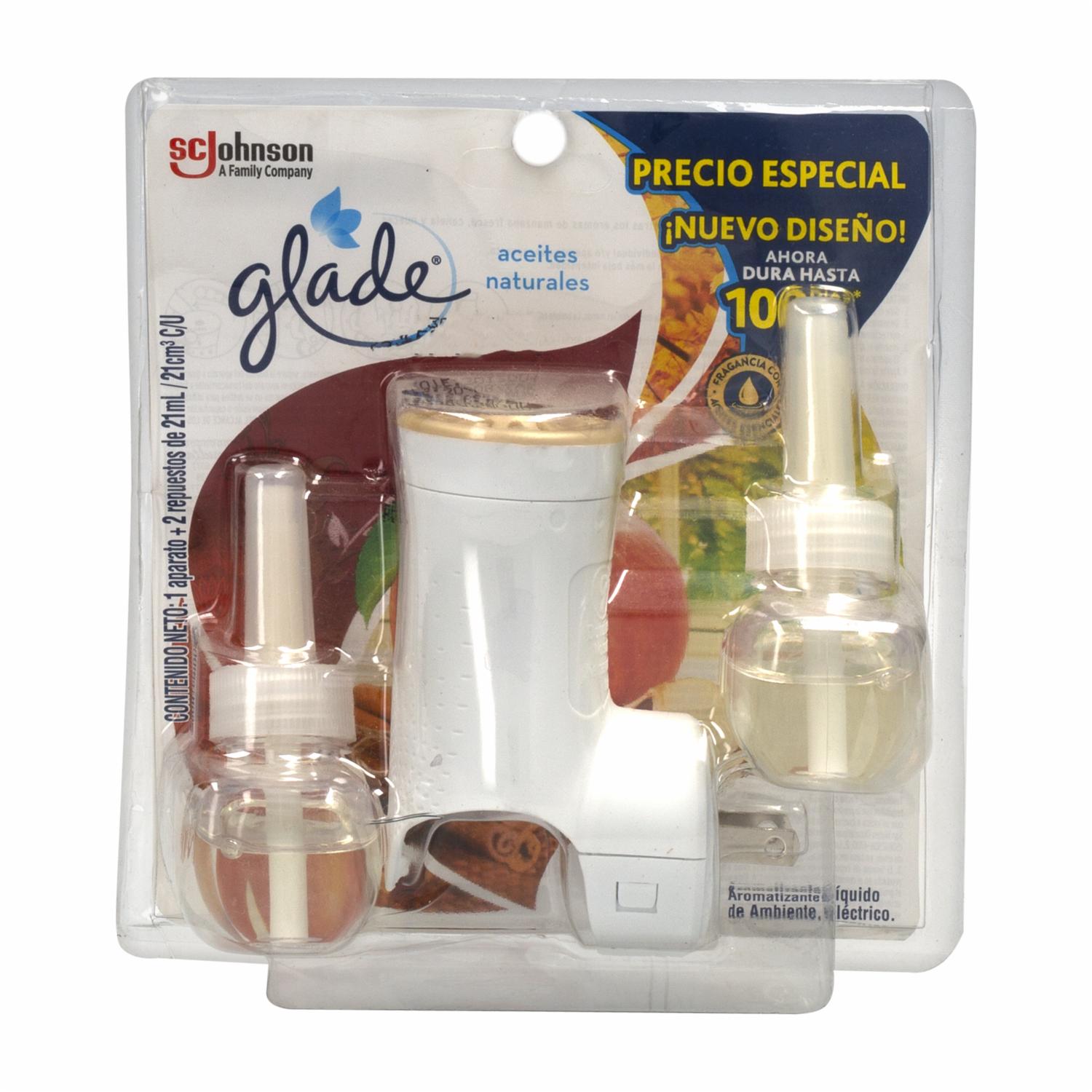 Desodorante Ambiental Aceites Twnpack + Dispensador GLADE X 2 Uds