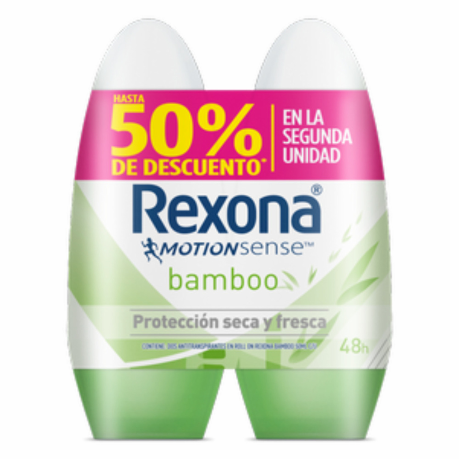 Desodorante En Roll On Para Dama Bamboo Y Aloe Vera REXONA 2 X 50 Ml