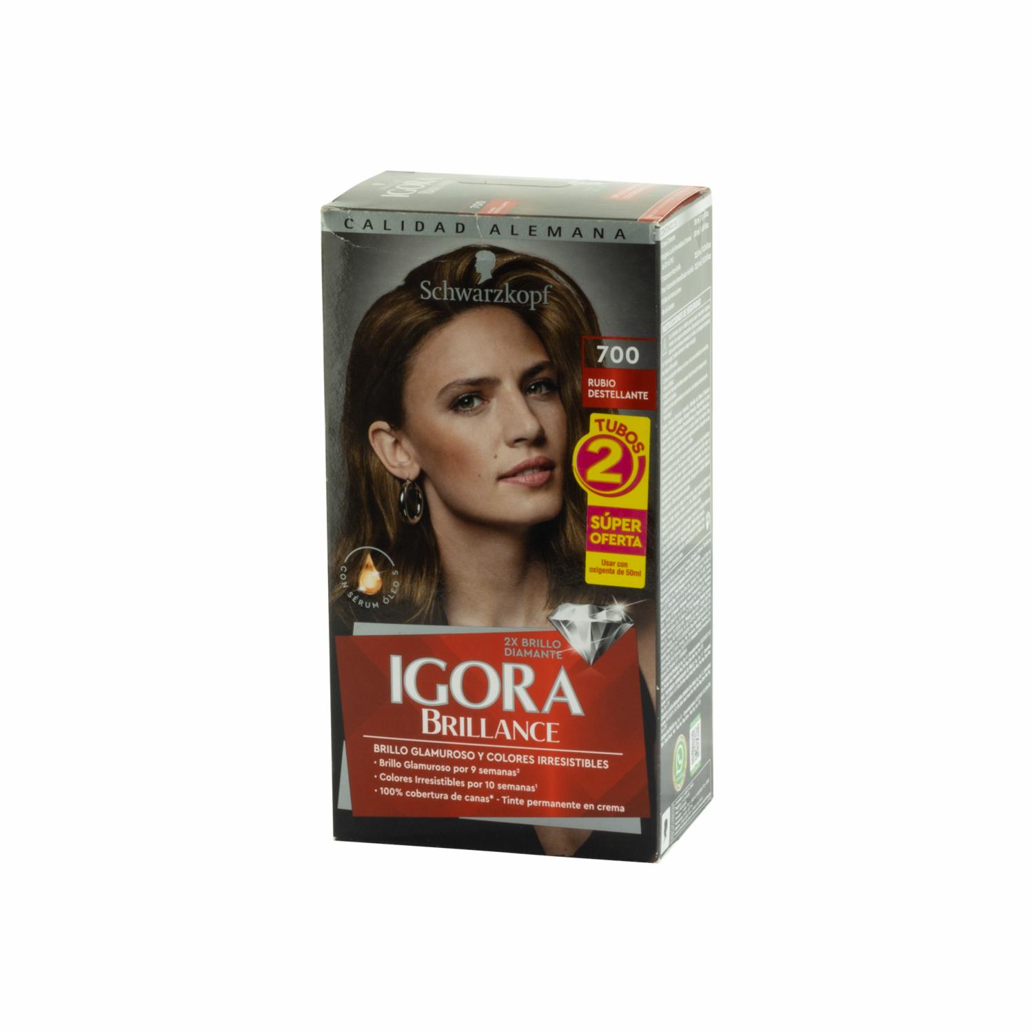 Tinte De Cabello Doble Tubo 700 Rubio IGORA BRILLANCE Unidad