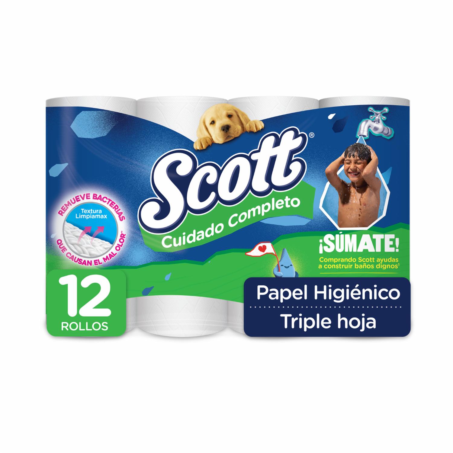 Papel Higiénico Cuidado Completo Triple Hoja SCOTT 12 Rollos