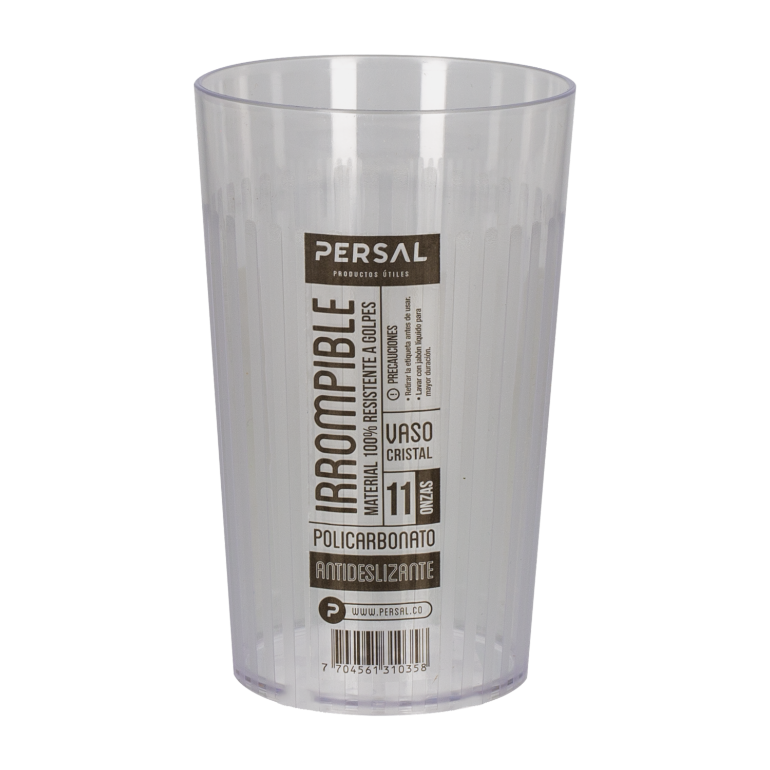 Vaso Plástico Cristal Antideslizante Policarbonato 325 Ml PERSAL 31035