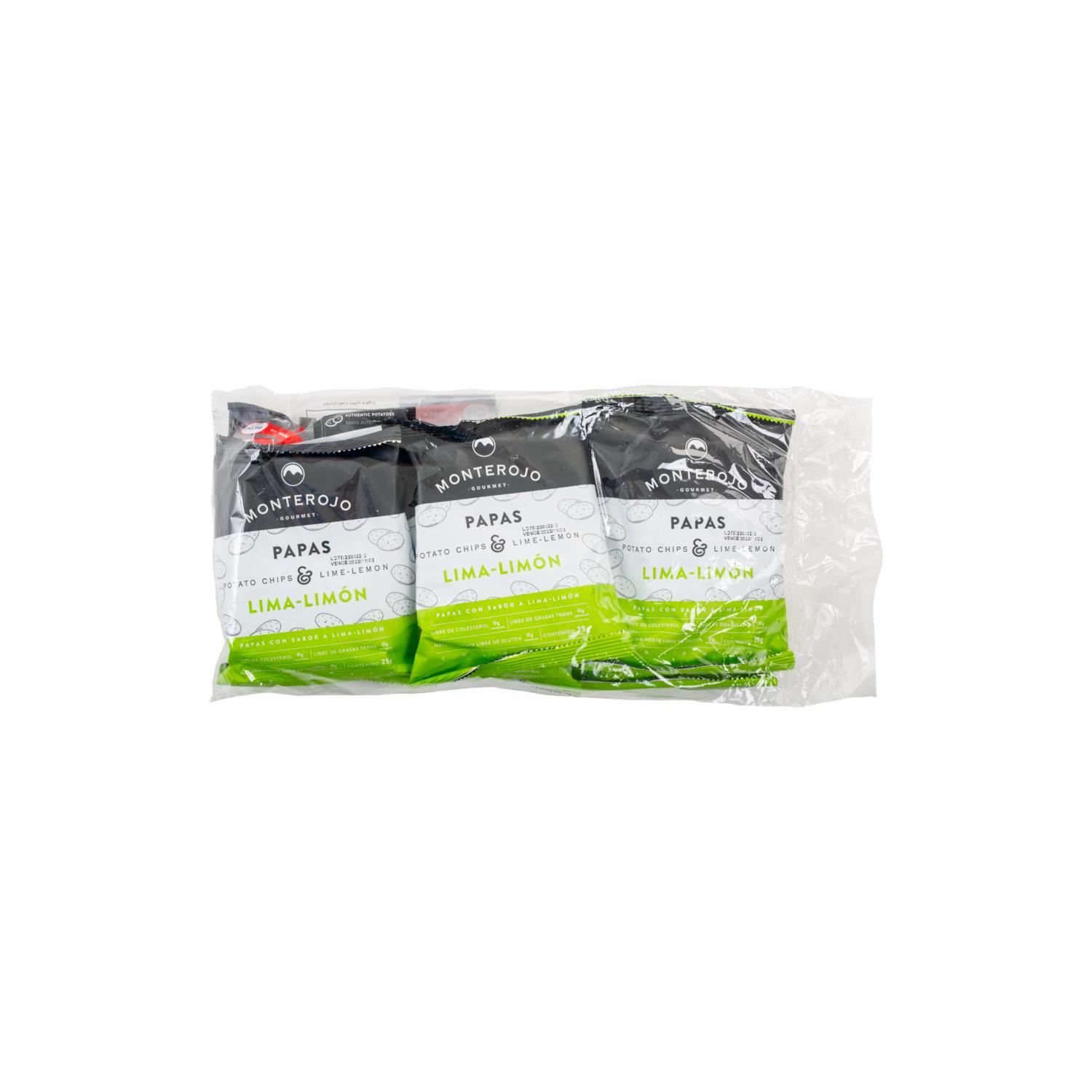Papas Lima Limón MONTE ROJO 6 Pack X 25 G