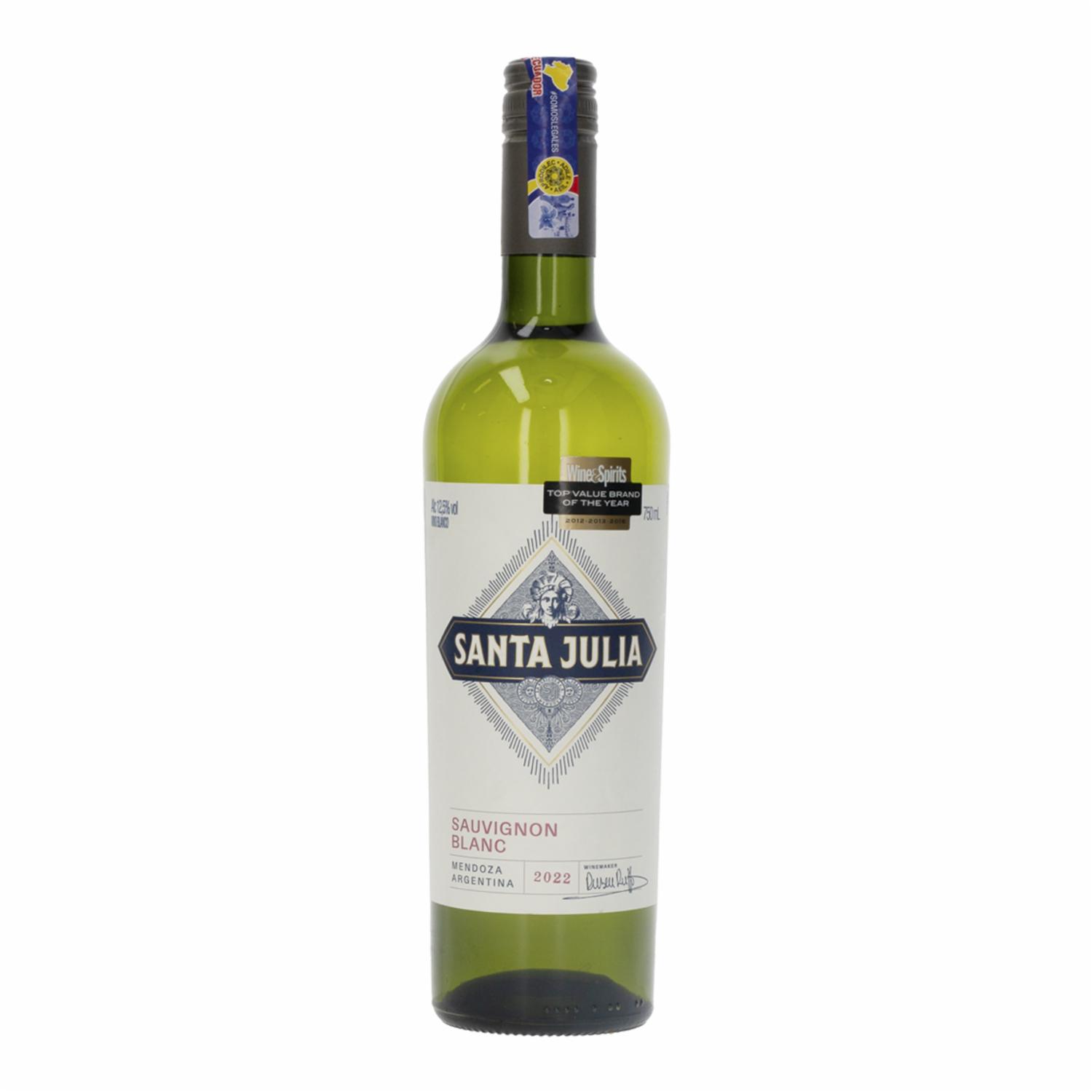 Vino Blanco Sauvignon Blanc Argentino Santa Julia 750 Ml