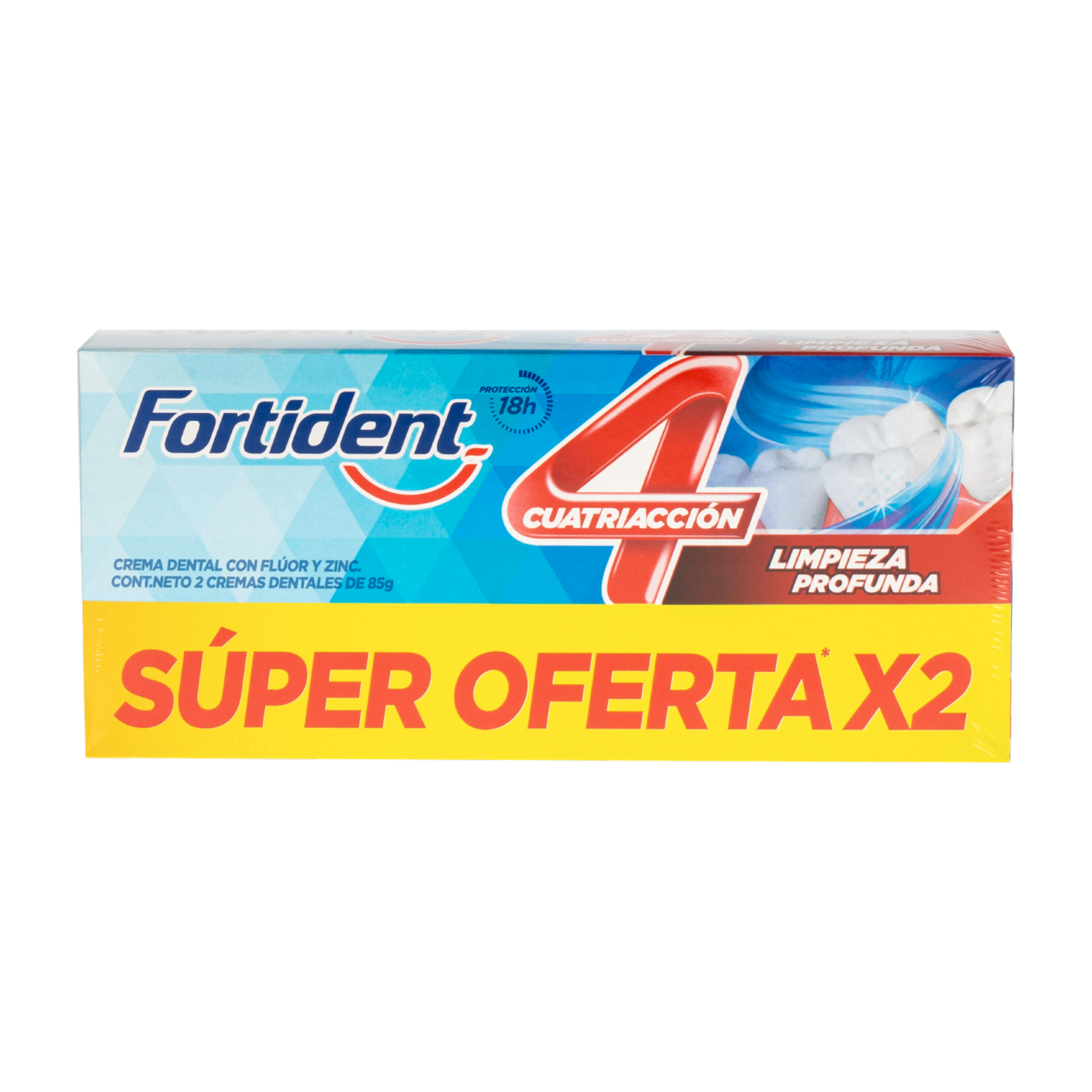 Pasta Dental Limpieza Profunda FORTIDENT 2 X 85 G
