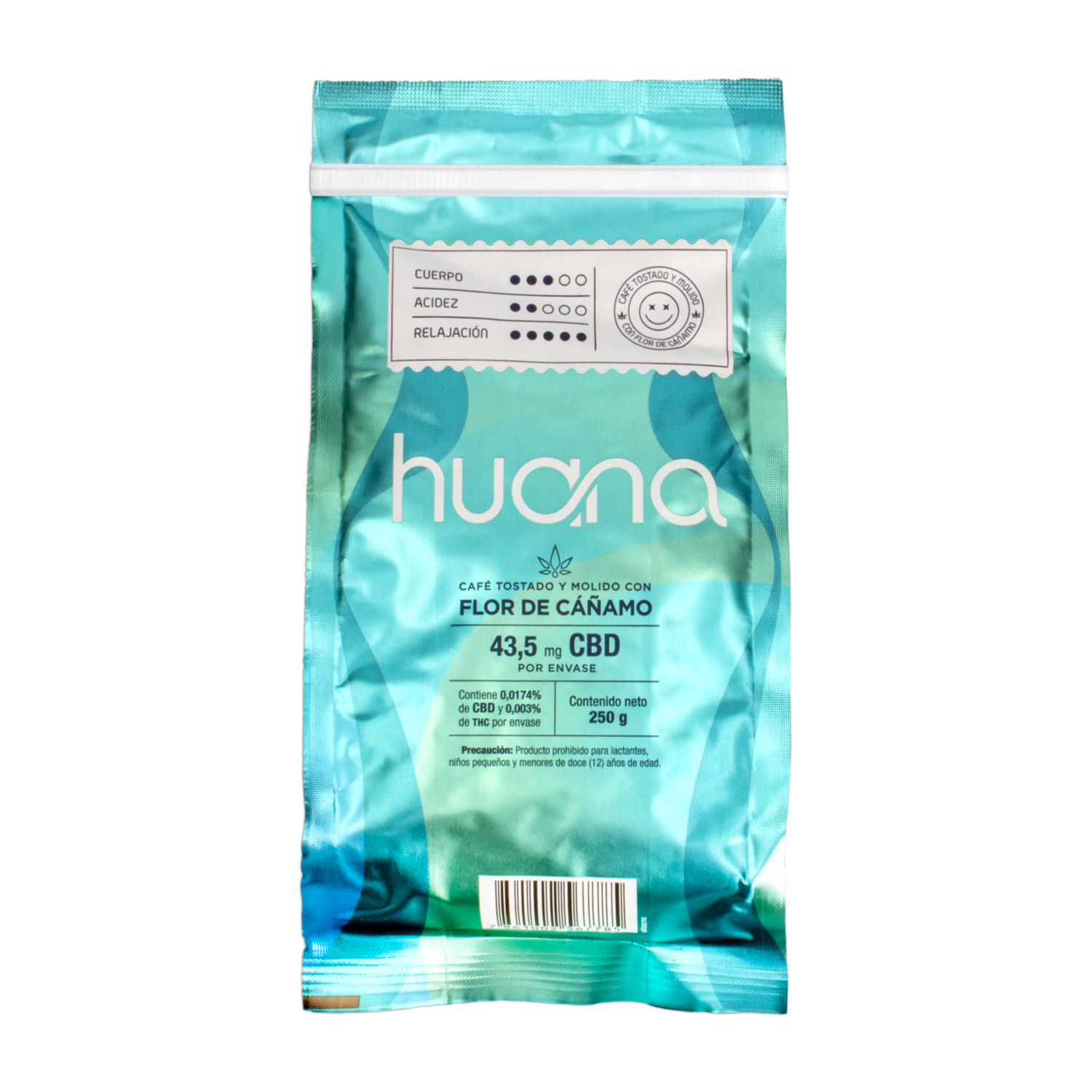 Café Tostado Y Molido Con Flor De Cáñamo HUANA 250 G