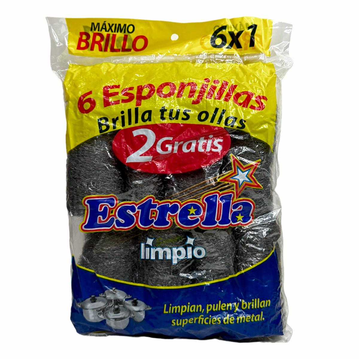 Estropajo Multiusos Limpian Pulen Y Abrillantan Superficies De Metal ESTRELLA X 6 Uds
