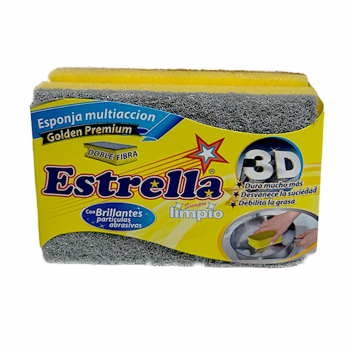Esponja Multiusos Golden Premium Doble Fibra Con Brillantes Partículas Abrasivas ESTRELLA Unidad