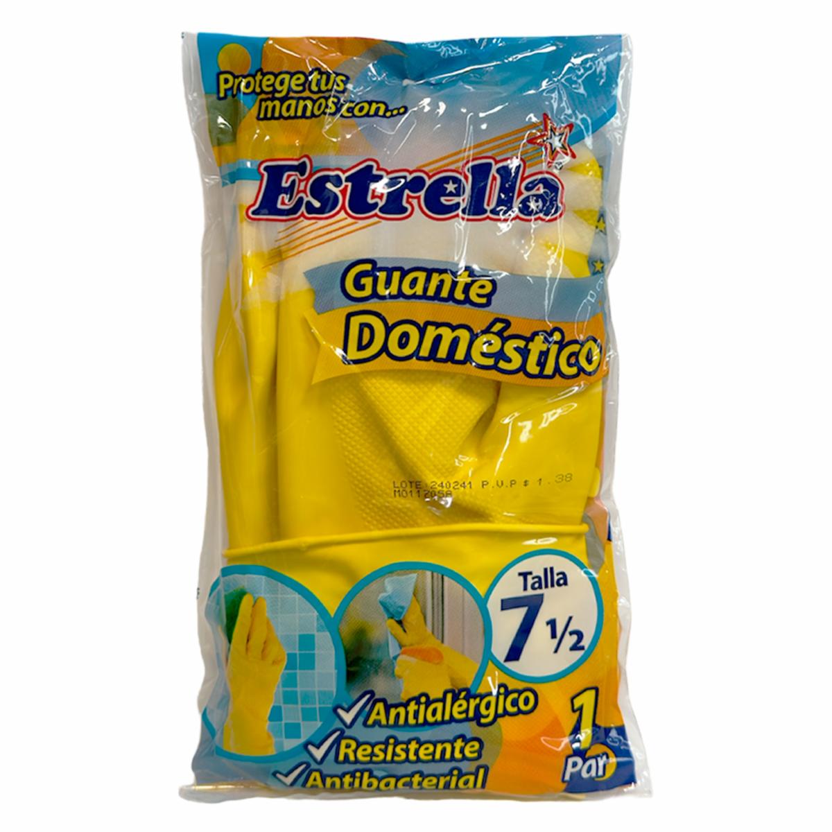 Guantes De Nitrilo Domésticos Amarillos Resistentes Anti alérgico Y Antibacterial ESTRELLA Talla 7 1/2