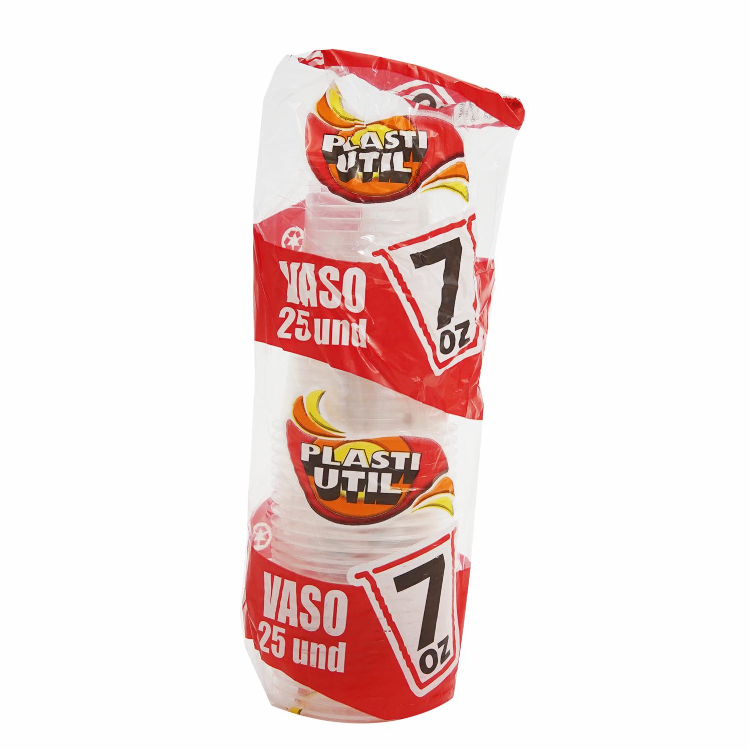 Vaso Transparente De 7 Onzas PLASTIUTIL 25 Uds