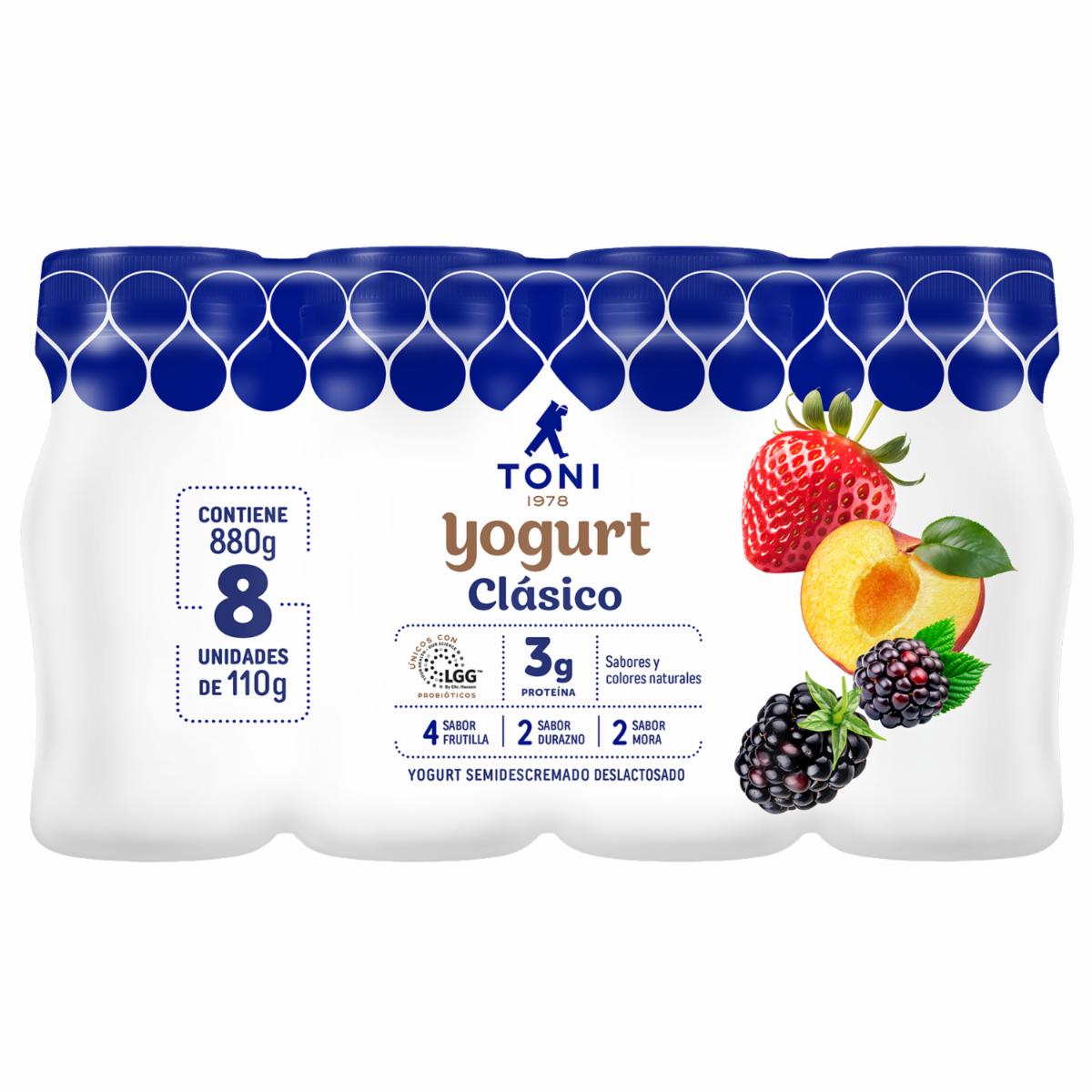 Yogurt Clásico Semidescremado Surtido TONI Pack X 8 Uds