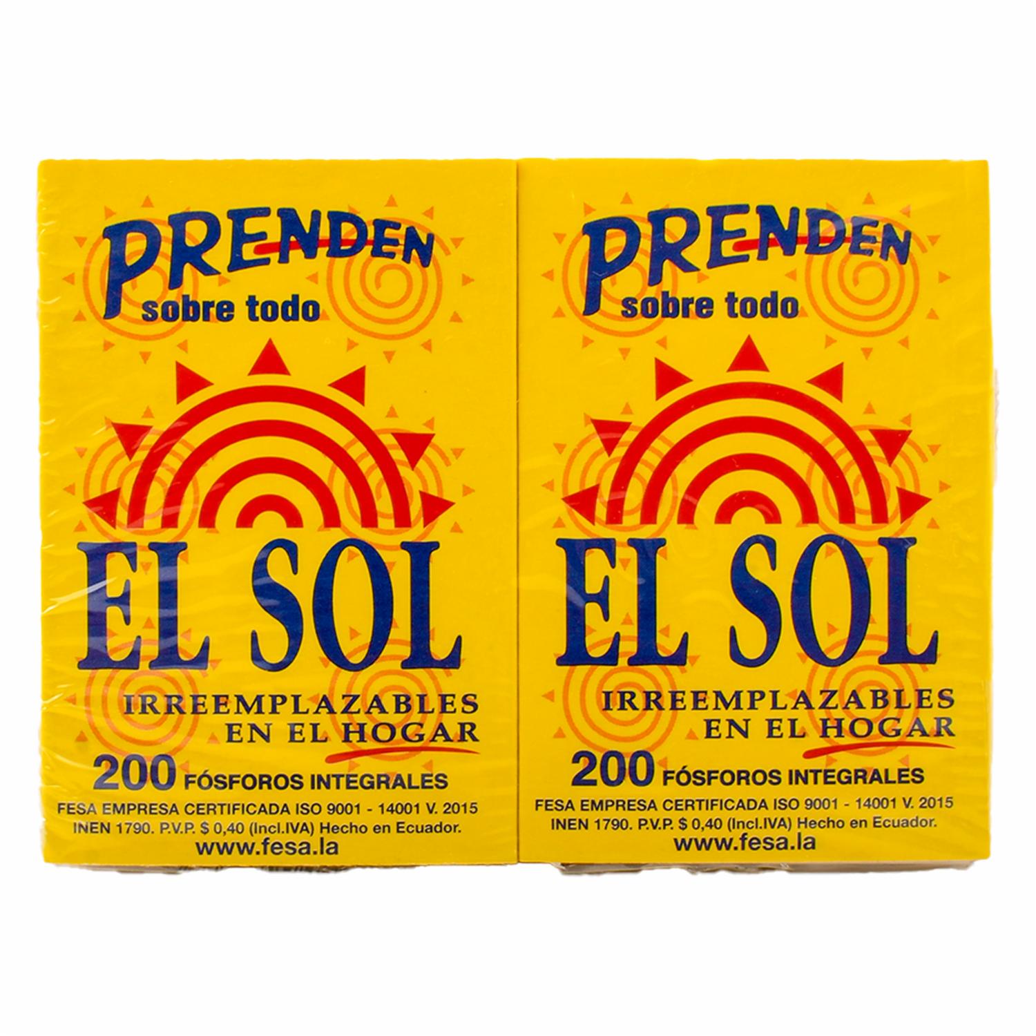 Fósforos Resistente EL SOL 2 X 200 u