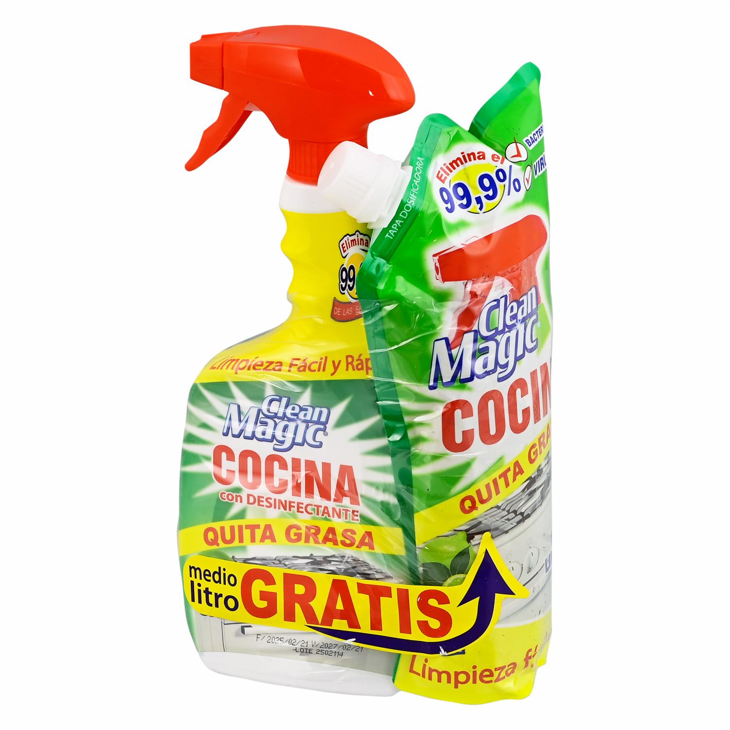 Pack Limpiador De Cocina Con Pulverizador Gratis CLEAN MAGIC Doypack 500 Ml