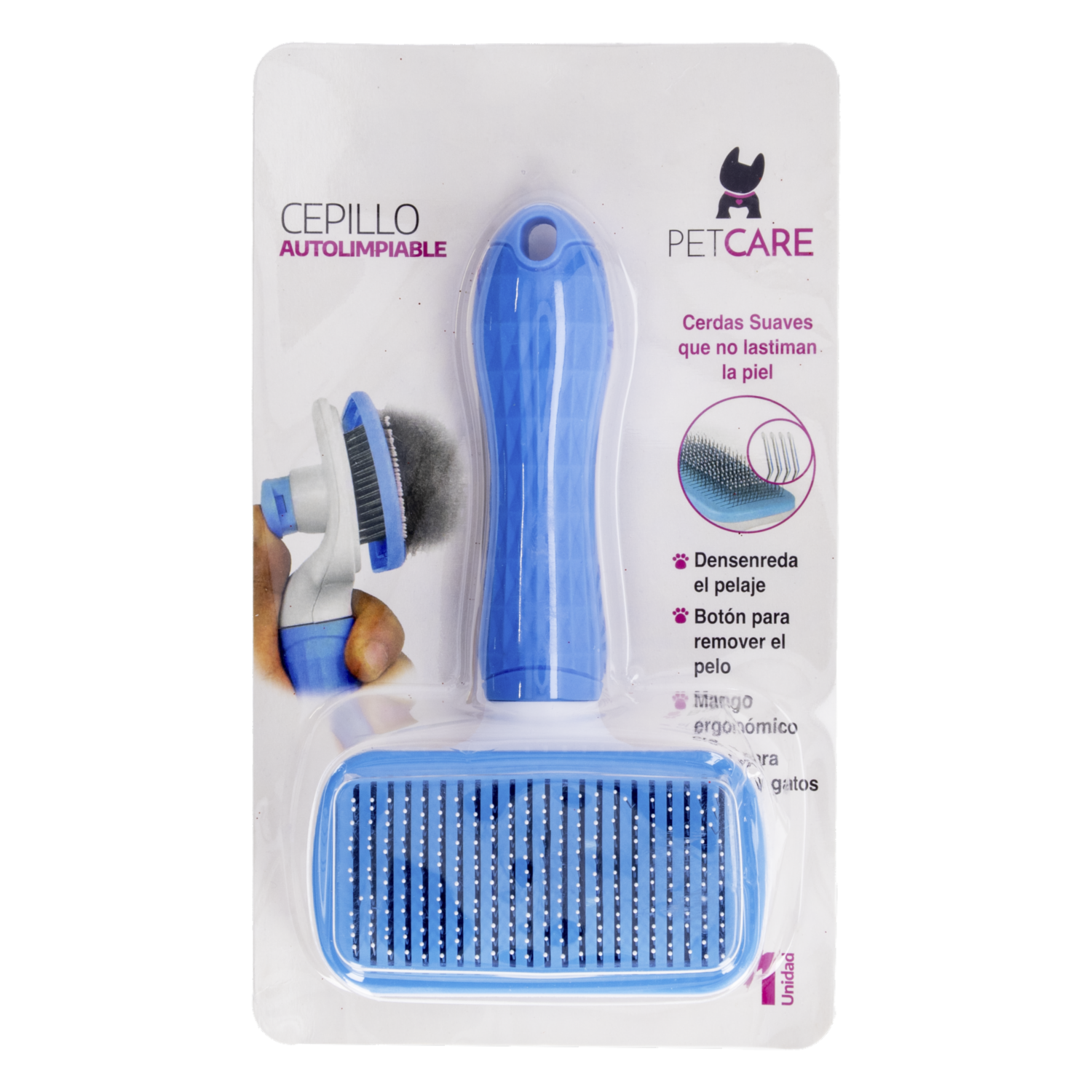 Cepillo Para Mascota Auto Limpiante PET CARE Botón Push