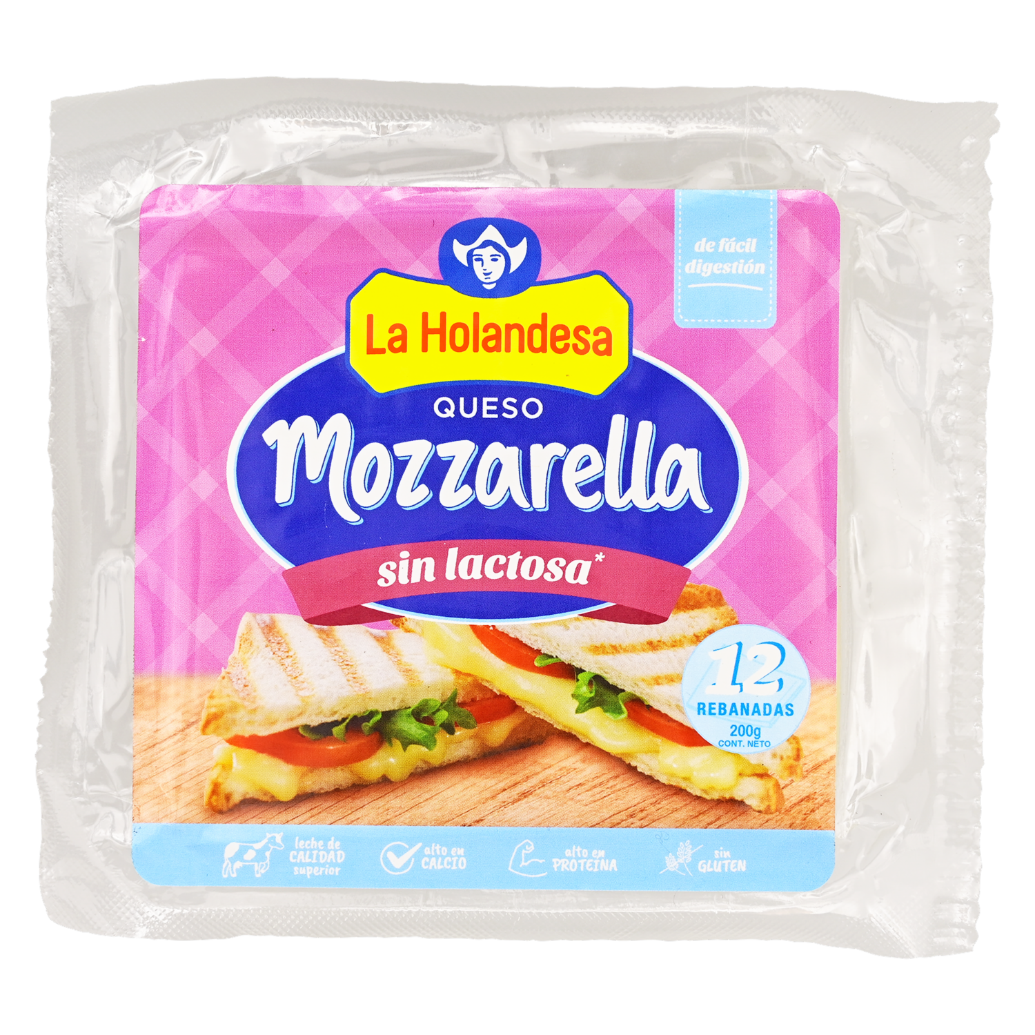 Queso Mozzarella Deslactosado Rebanado LA HOLANDESA 200 G