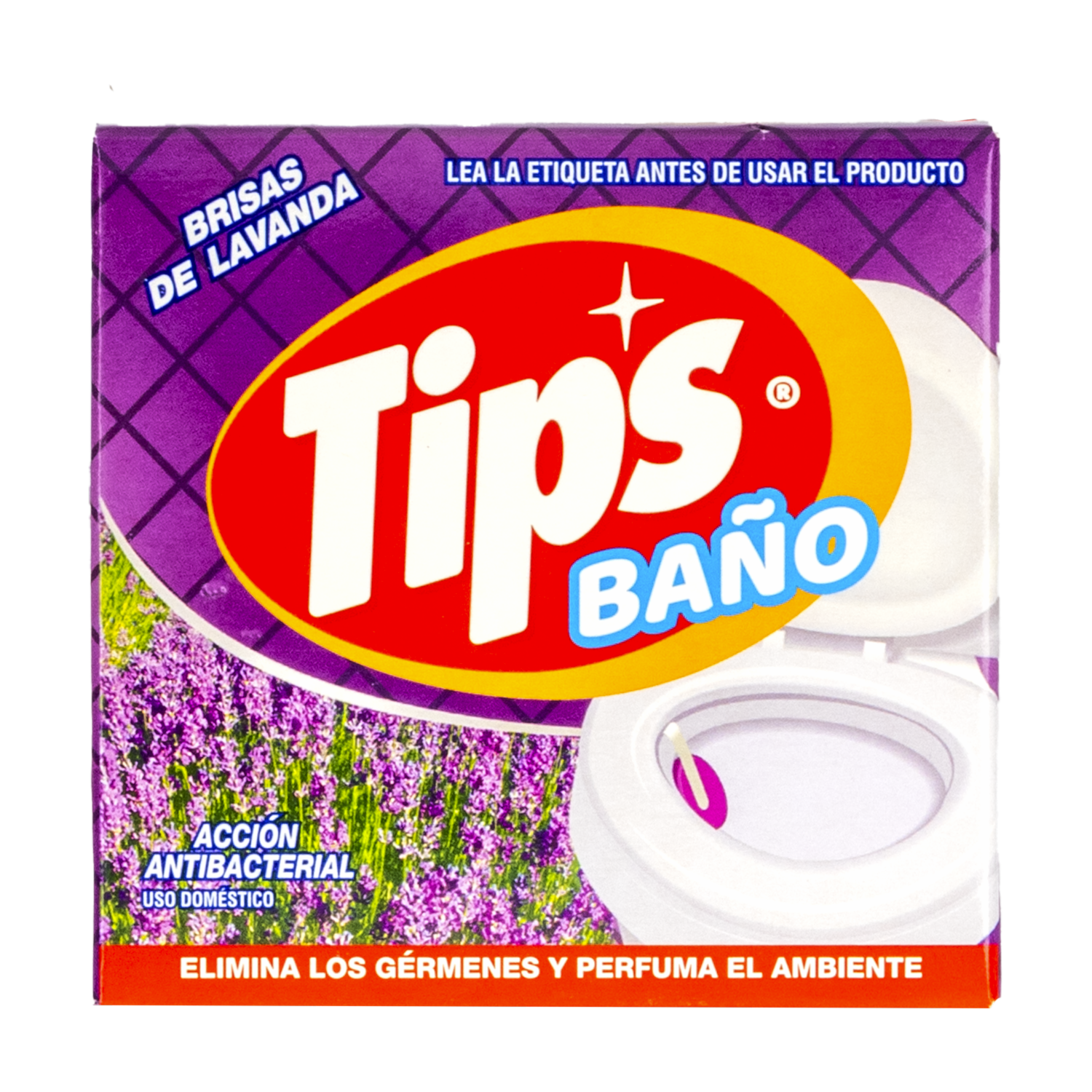 Pastilla Para Inodoro Antibacterial Brisas De  Lavanda TIPS 90 G