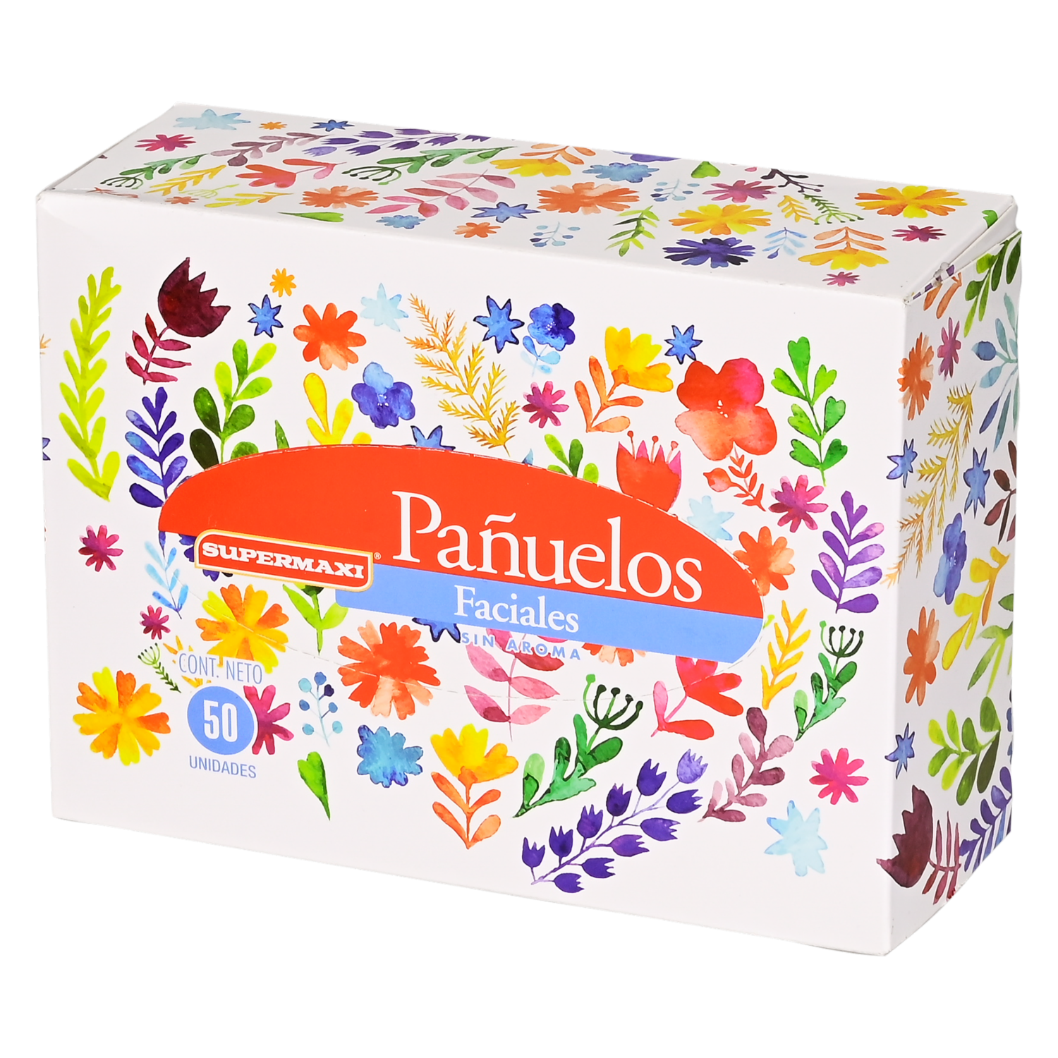 Caja De Pañuelos Faciales Flores SUPERMAXI 50 Unidades