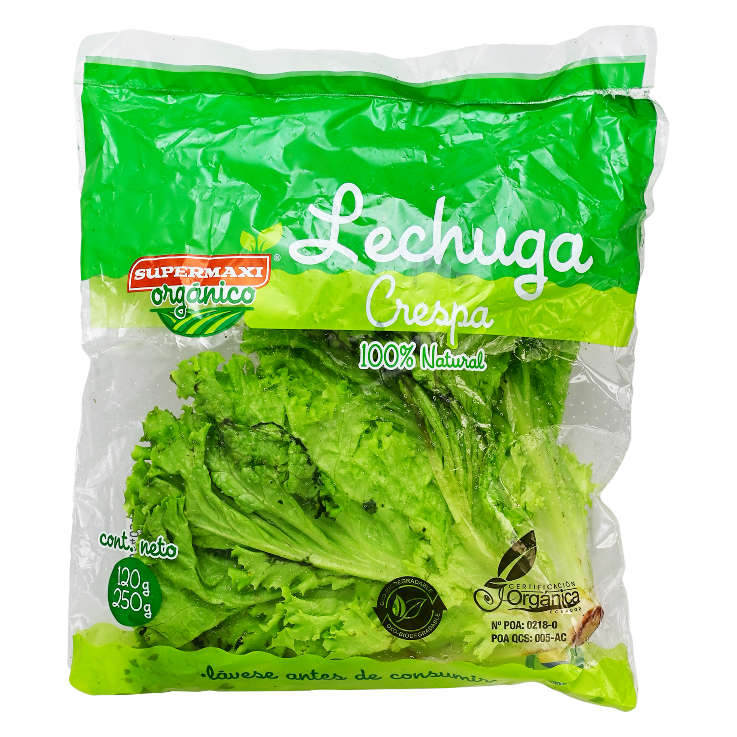 Lechuga Crespa Orgánica SUPERMAXI 120-250 G