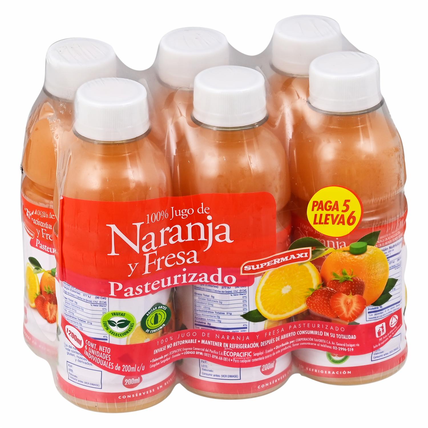 Jugo De Naranja Fresa SUPERMAXI 6 x 200 ml