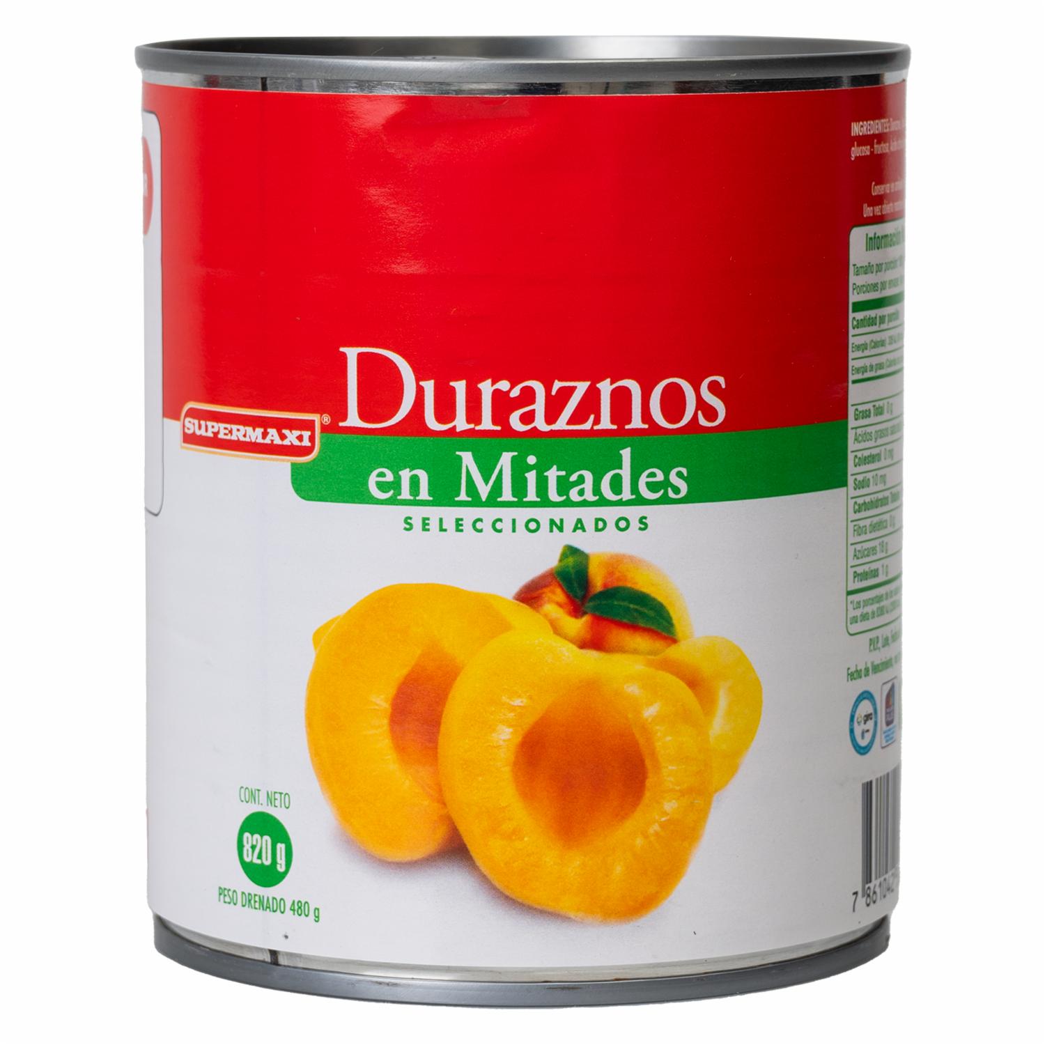 Duraznos Cortados En Conserva SUPERMAXI 820 G