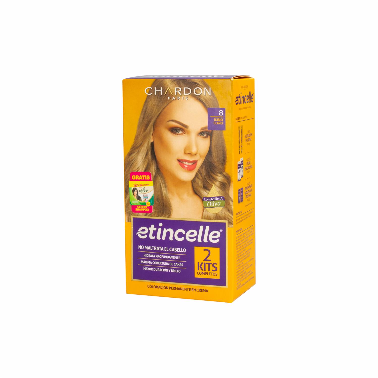 Tinte De Cabello Coloración N° 8 Rubio Claro 2 Tubos ETINCELLE Unidad