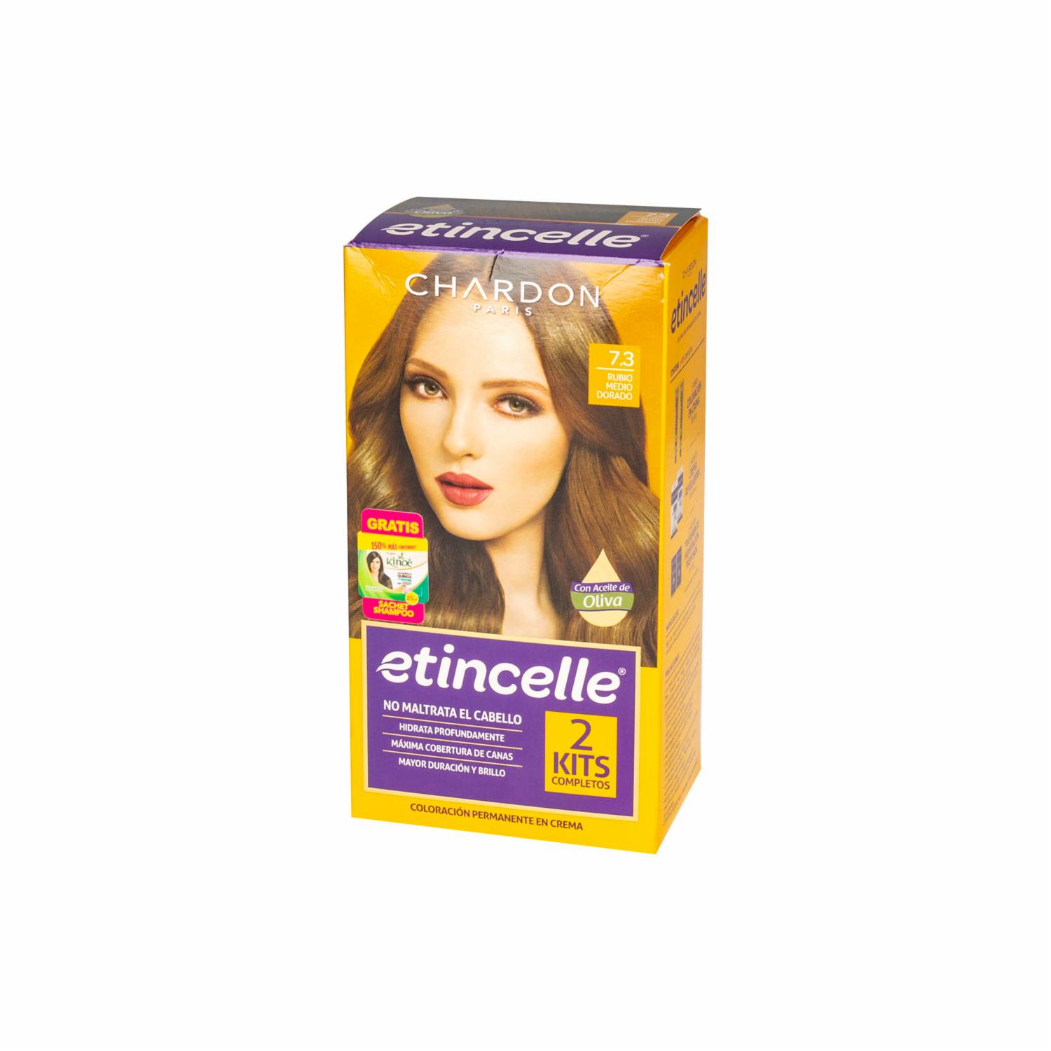 Tinte De Cabello Coloración N° 7.3 Rubio Medio Dorado 2 Tubos ETINCELLE Unidad