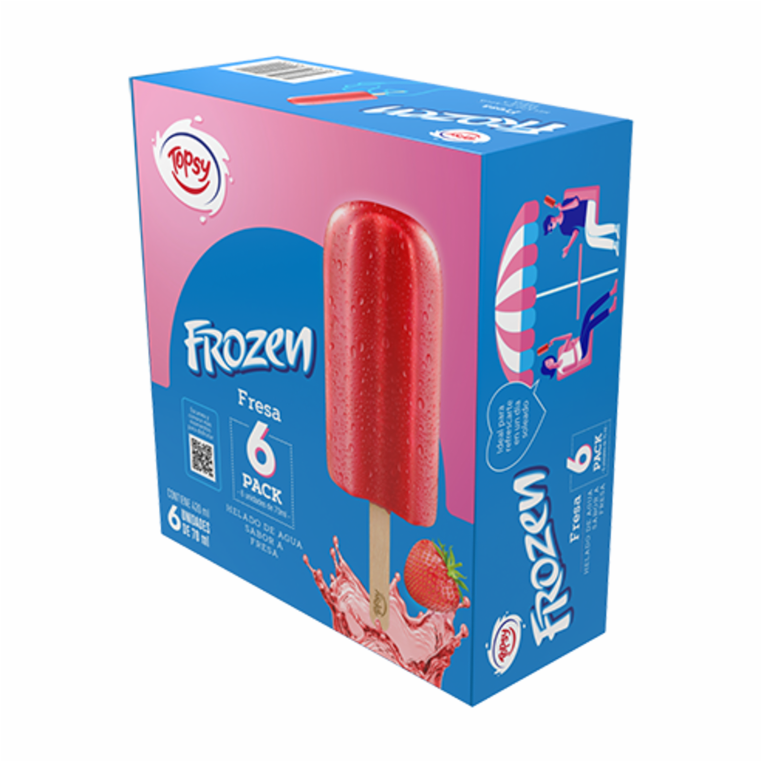 Helado Frozen Fresa TOPSY 6 Uds X 70 Ml