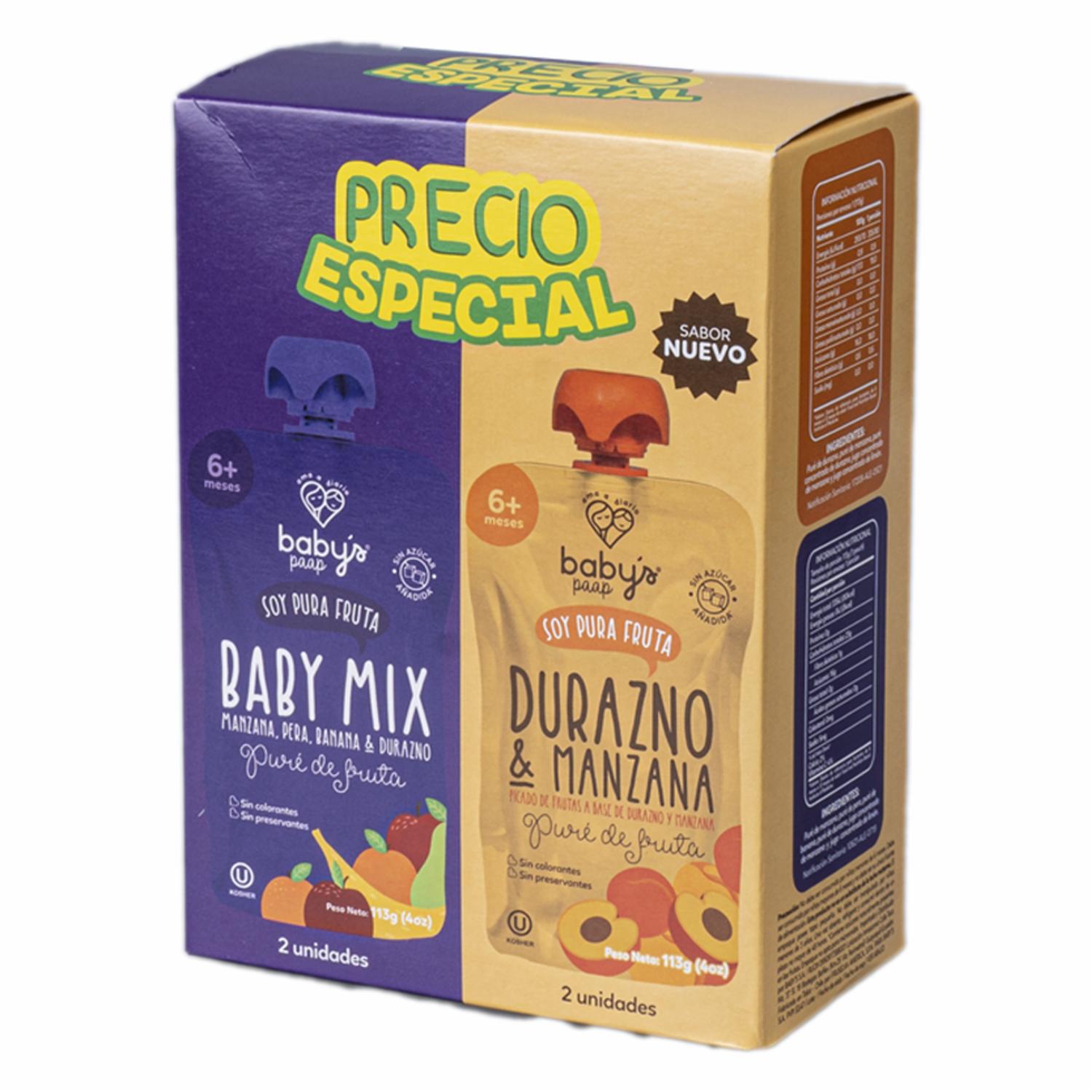 Compotas Mix + Durazno Y Manzana 2Pack BABY’S 2 X 113 g
