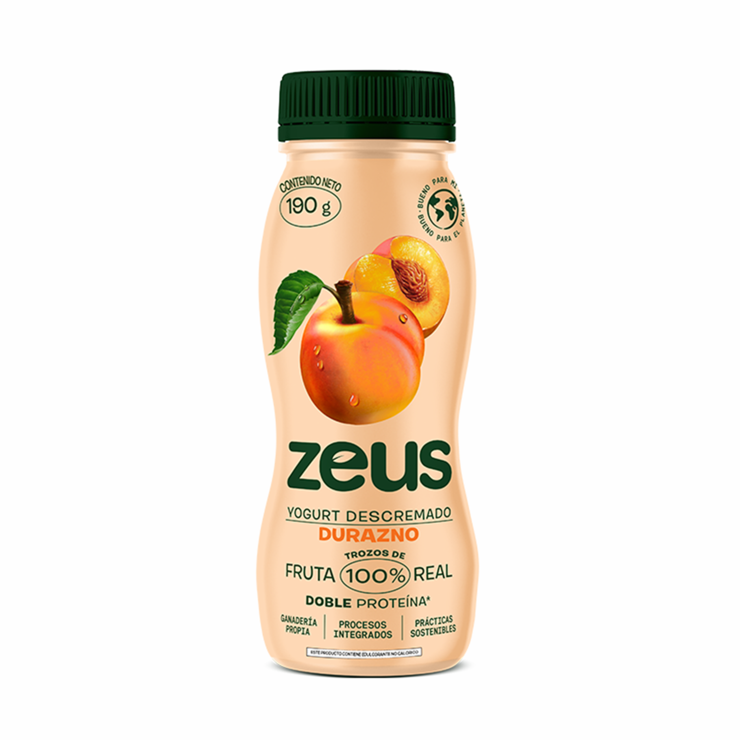 Yogurt Bebible Descremado Durazno ZEUS 190 G