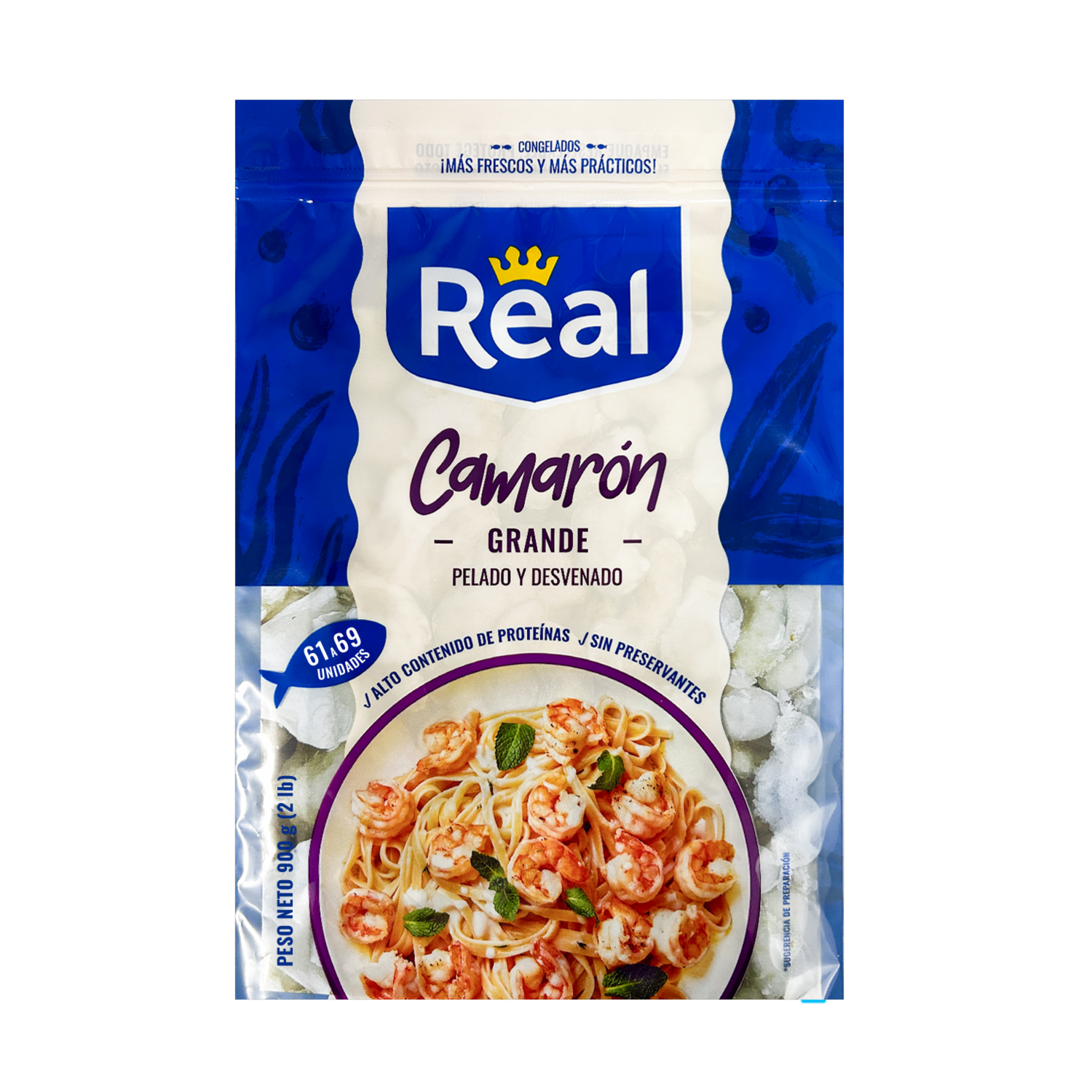 Camarón Congelado Grande Pelado Y Desvenado REAL 900 G