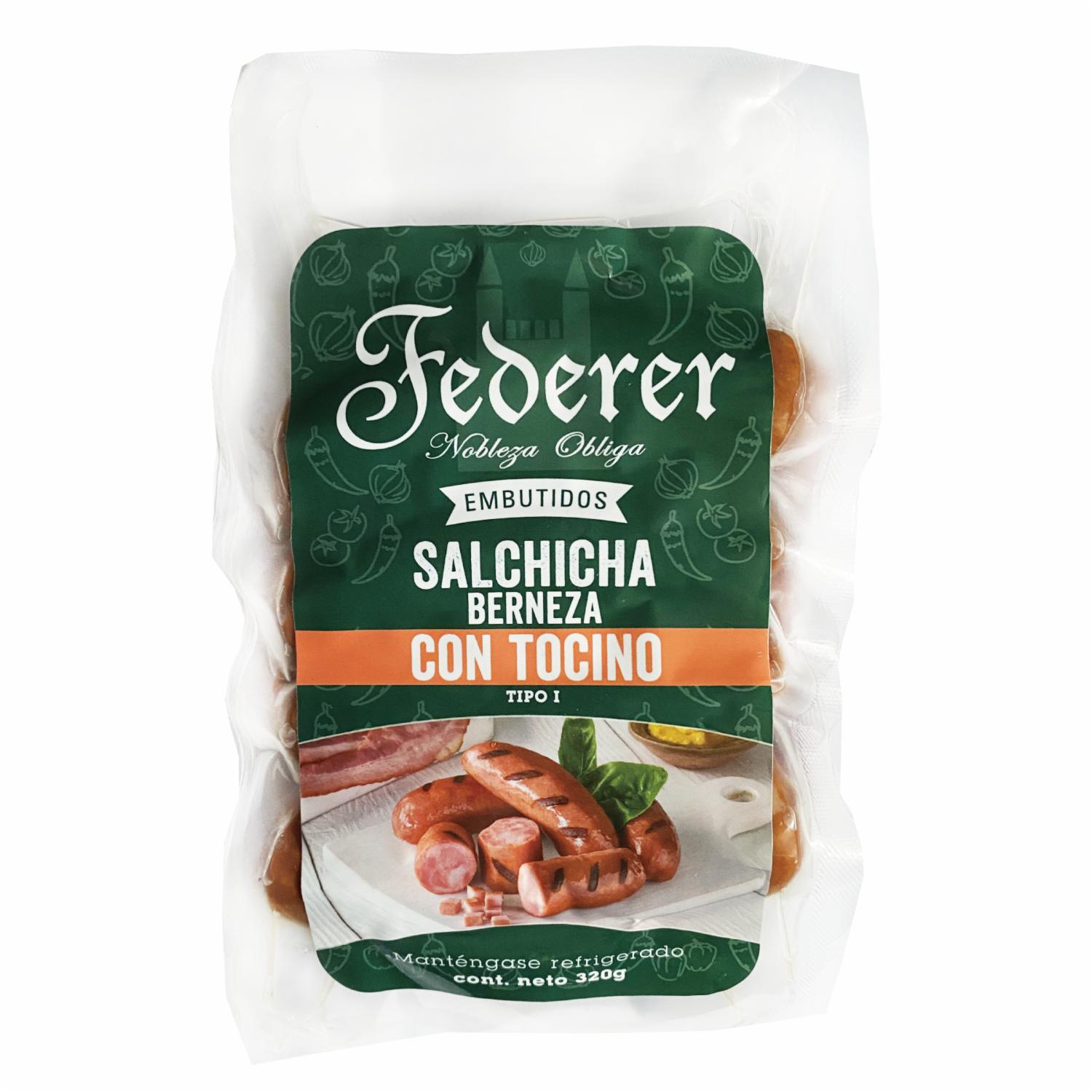 Salchicha Berneza Con Tocino Tipo 1 FEDERER 320 G