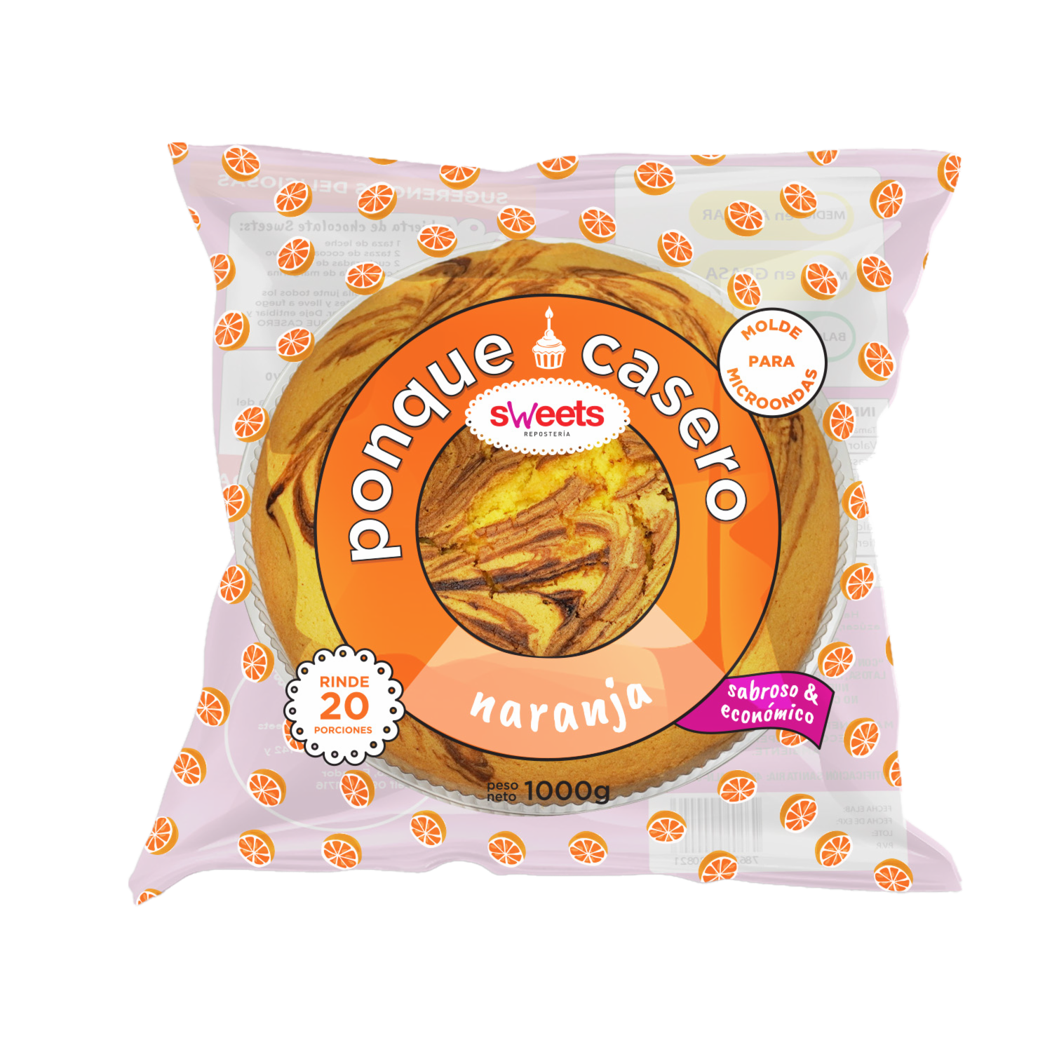 Ponqué Casero De Naranja Grande SWEETS 1000 G