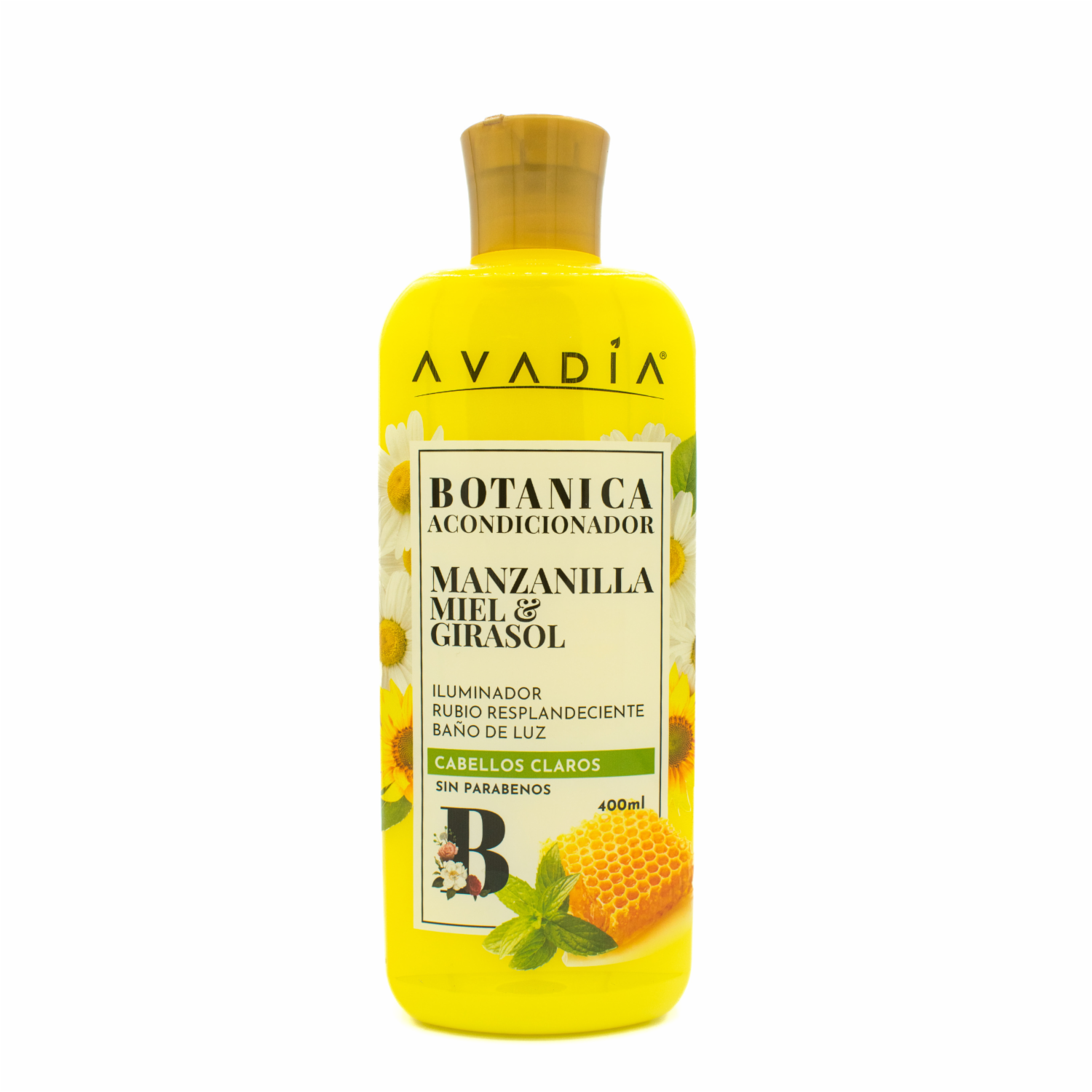 Acondicionador De Cabello Botánica Manzanilla Miel Y Girasol Iluminador Rubio Resplandeciente AVADÍA 400 Ml