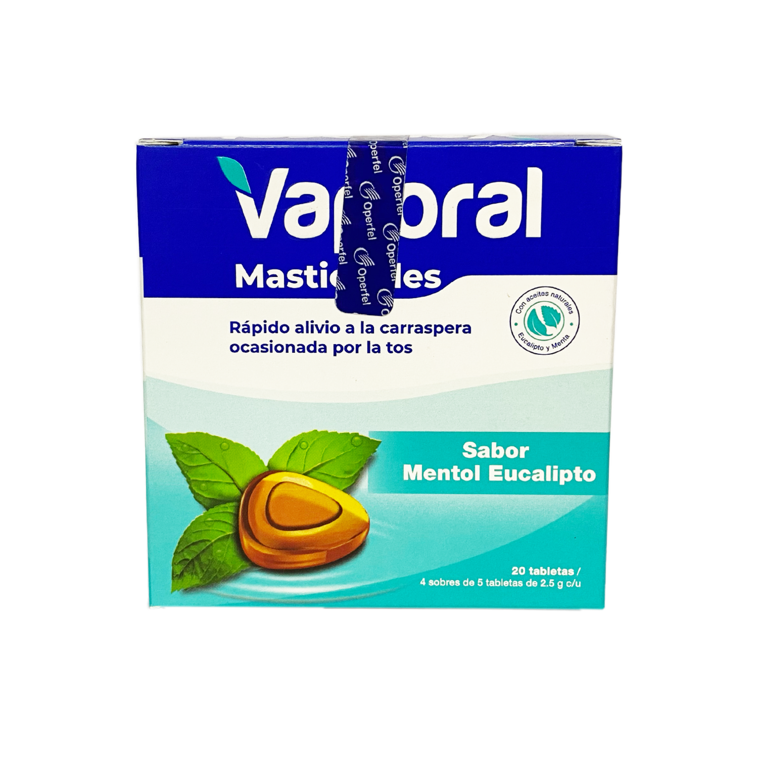 Tabletas Masticables Sabor Menta Y Eucalipto VAPORAL 50 G
