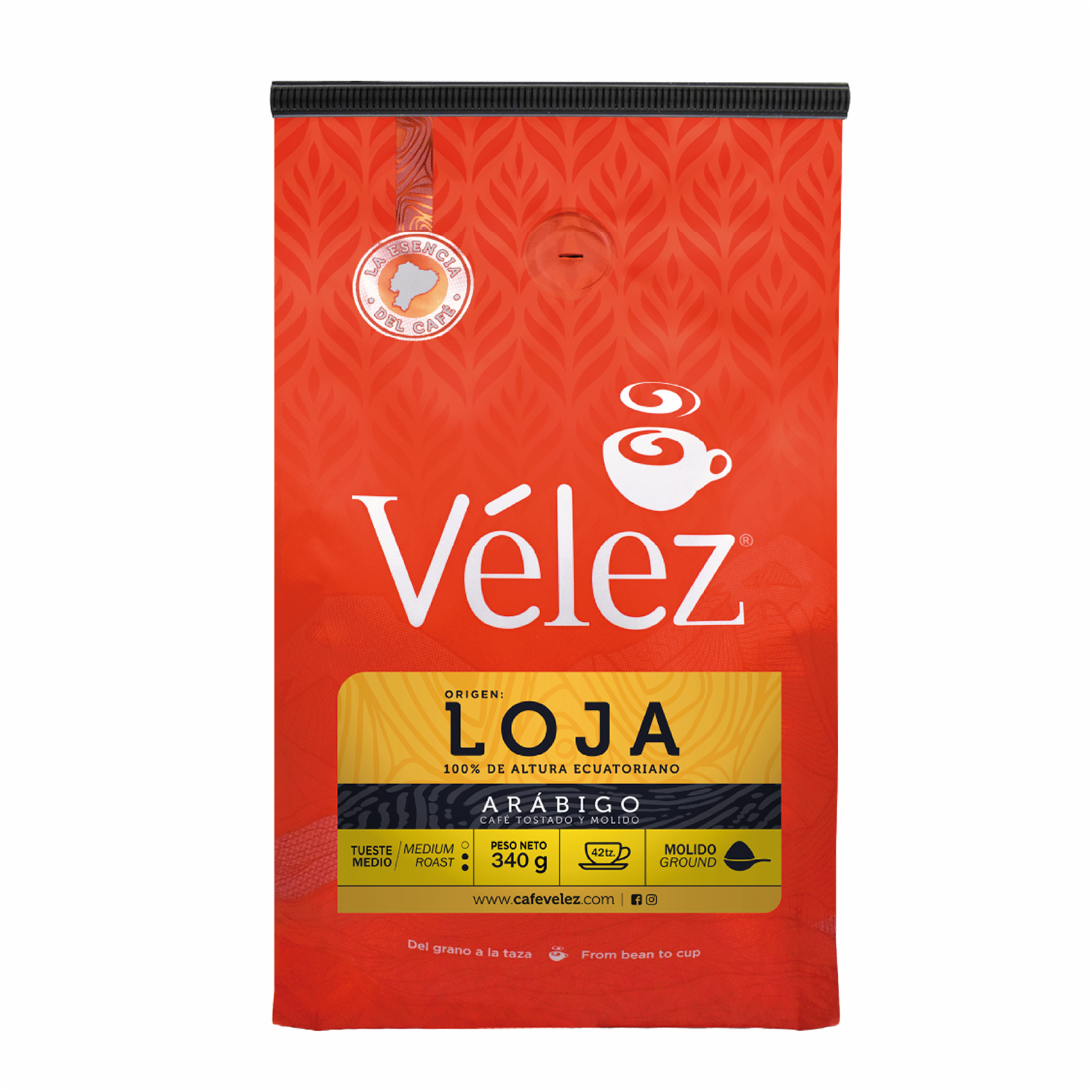 Café Tostado Y Molido Fino Ecuatoriano Lojano VÉLEZ 340 G