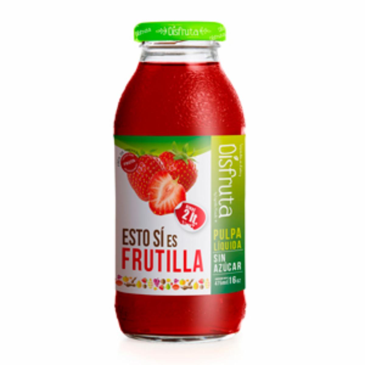 Pulpa Liquida Sabor A Frutilla Sin Azúcar DISFRUTA Botella