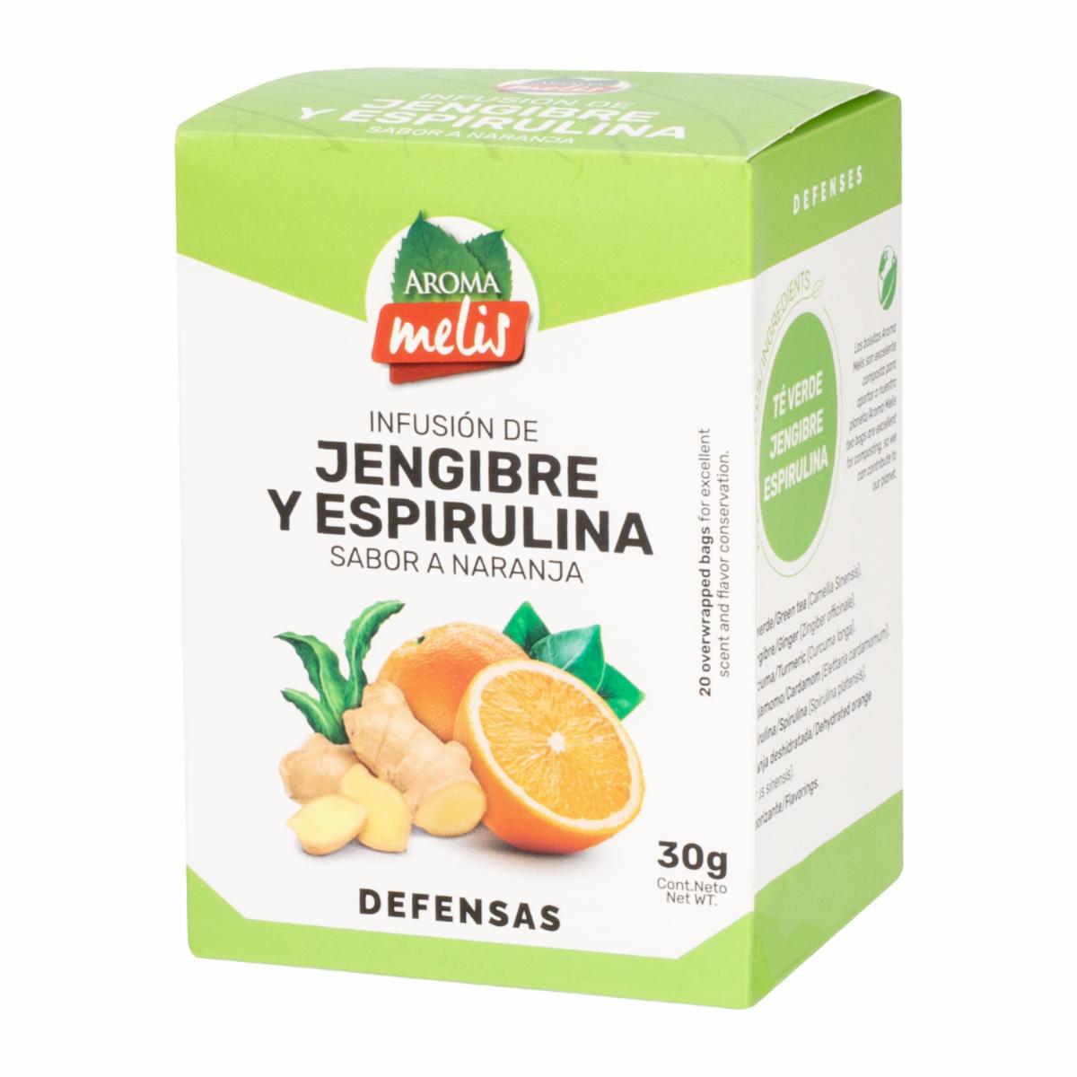 Infusión De Jengibre Y Espirulina Sabor A Naranja AROMA MELIS 30 G